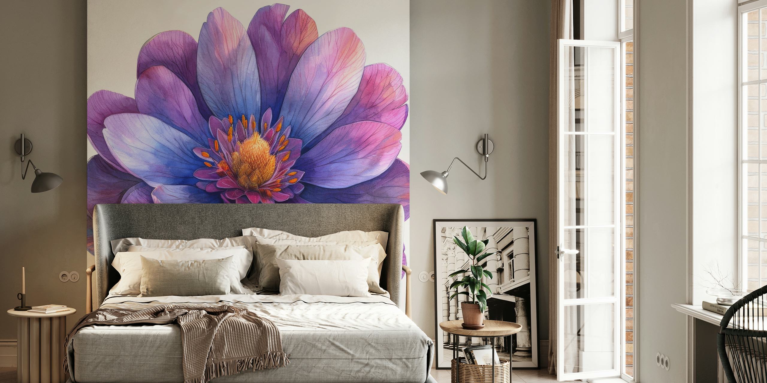 Ice Plant Bloom wallpaper in a room setting