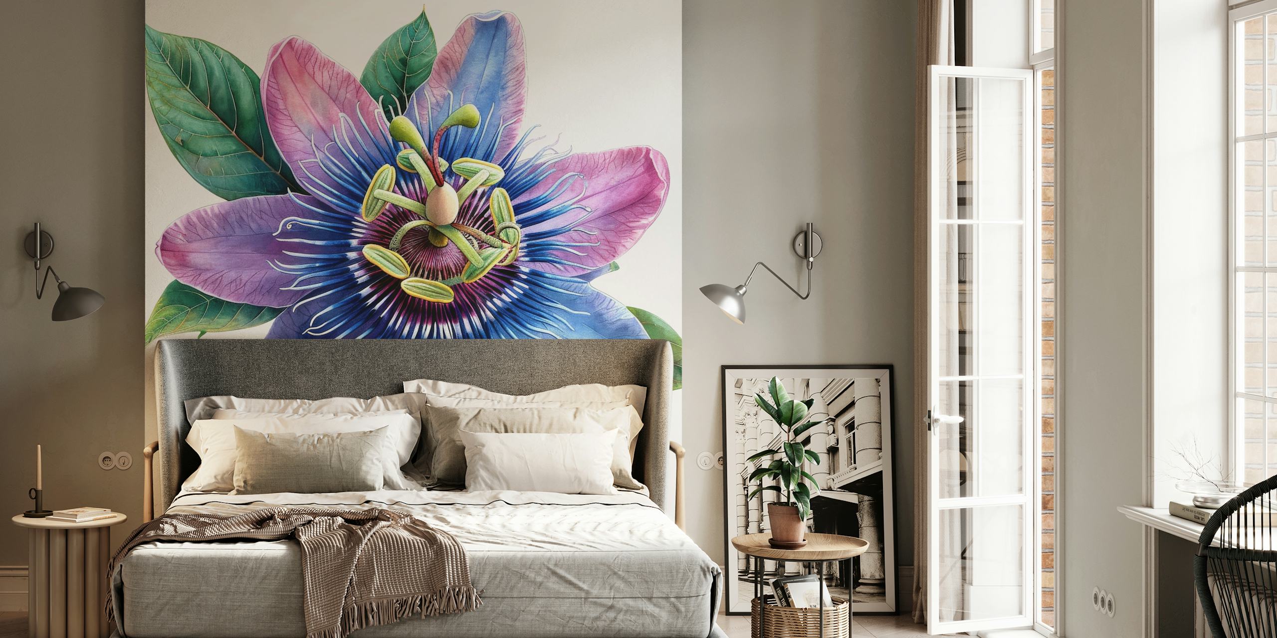 Ταπετσαρία Passion Bloom σε ρύθμιση δωματίου