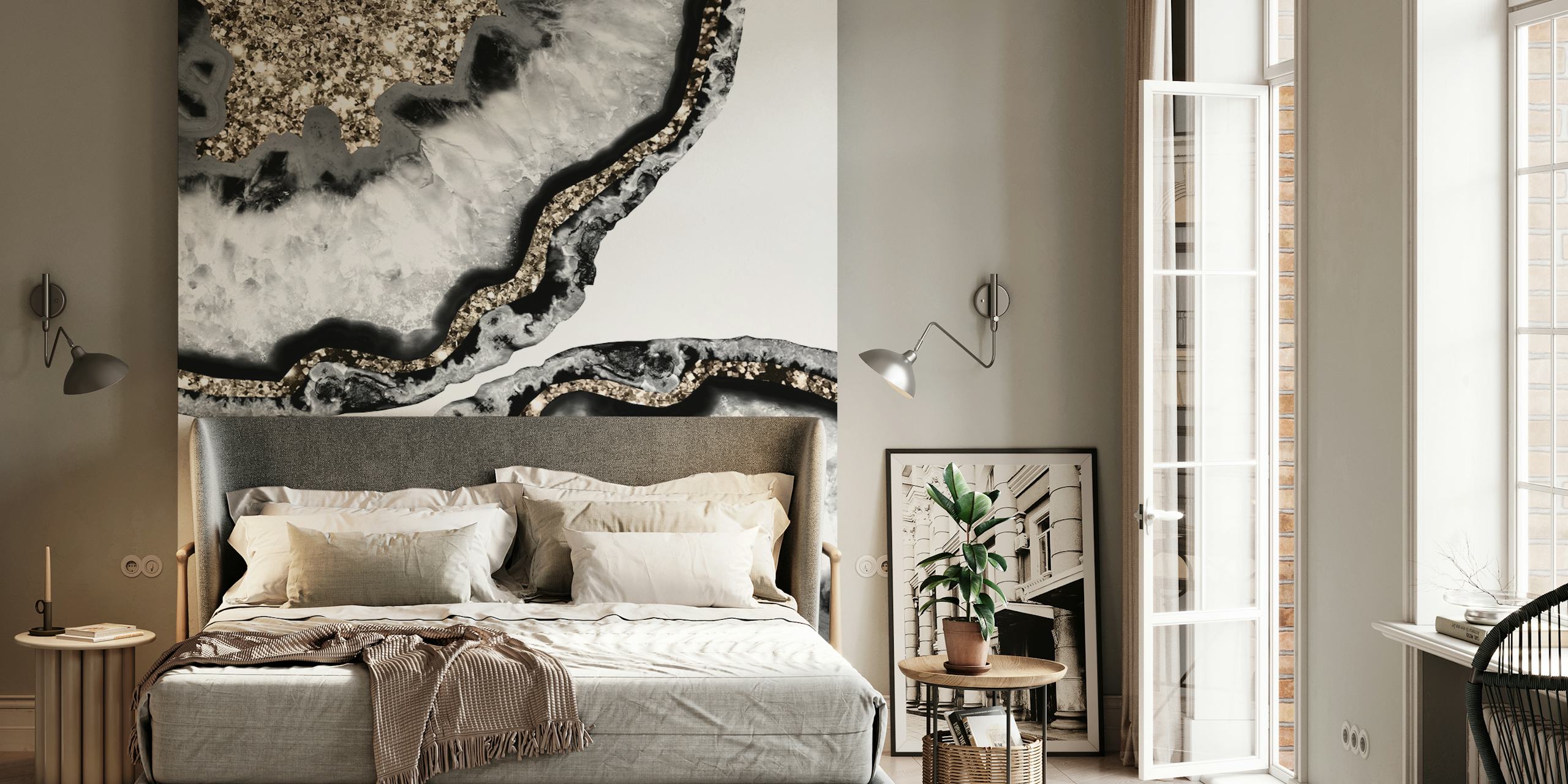 Yin Yang Agate Glitter Glam tapetti huoneessa