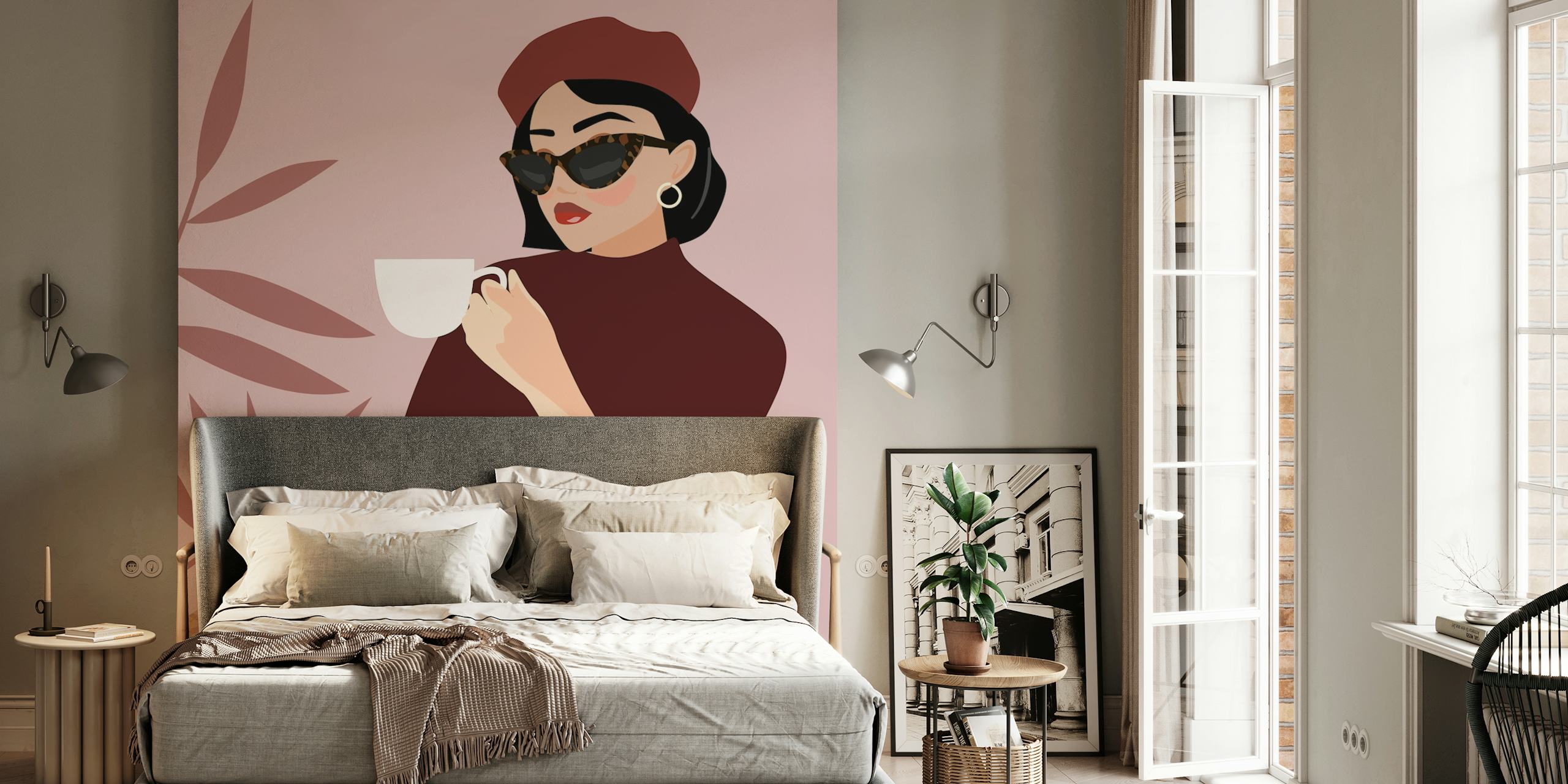 Stylish Cafe Moment wallpaper in a room setting