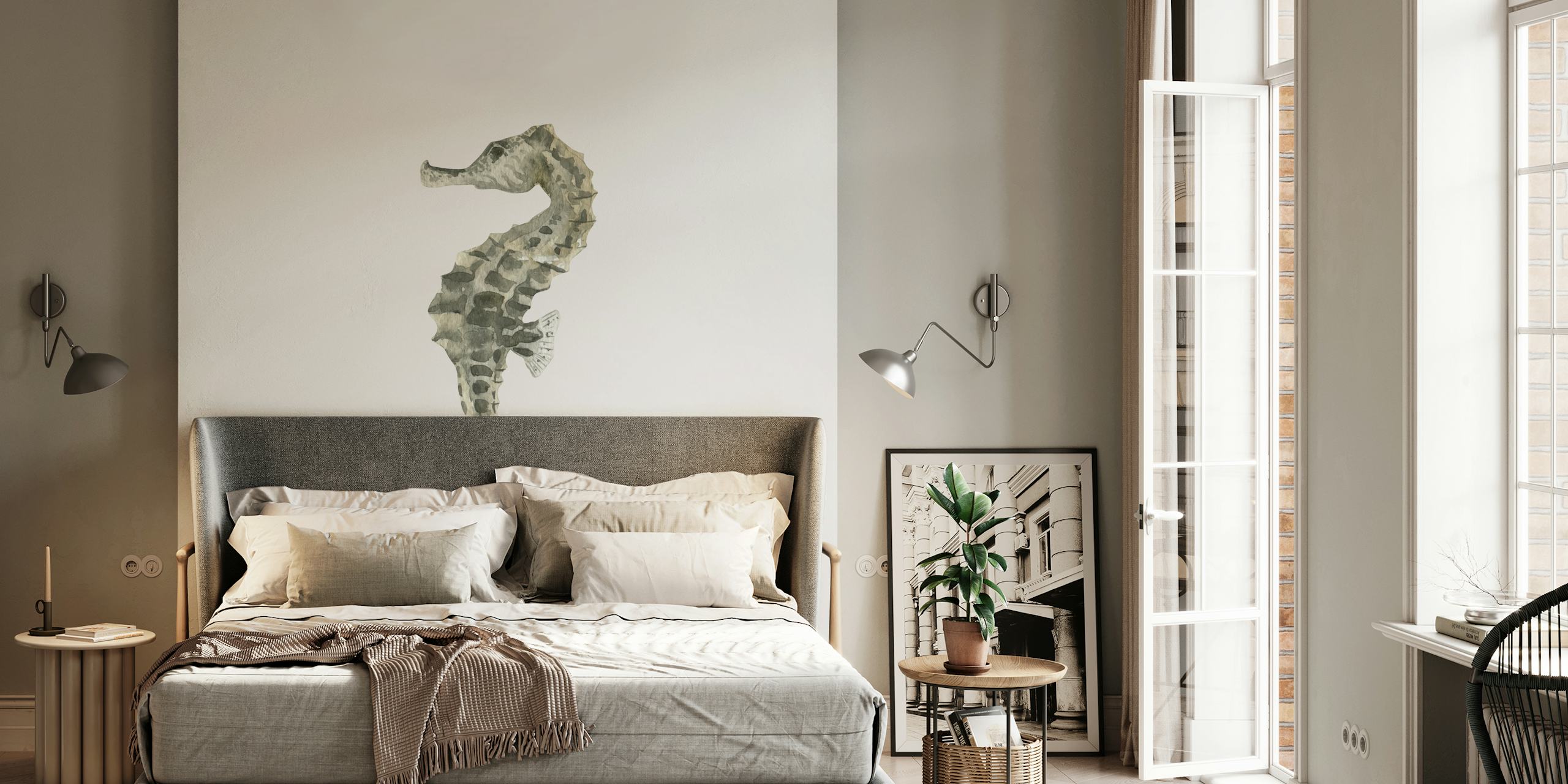 Carta da parati Seahorse with Curled Tail in una stanza