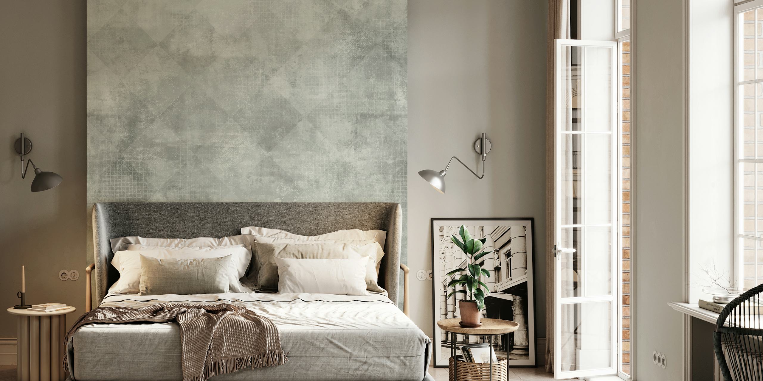 Aged Concrete rhombus behang in een ruimte