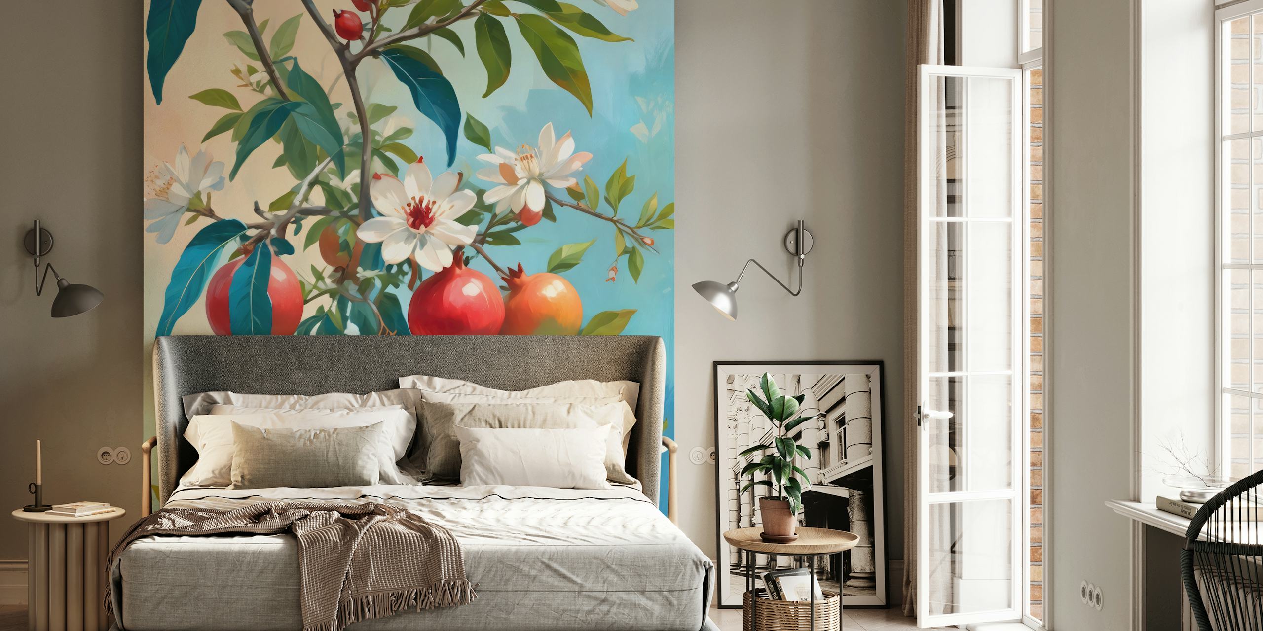 Sweet Pomegranates wallpaper in a room design