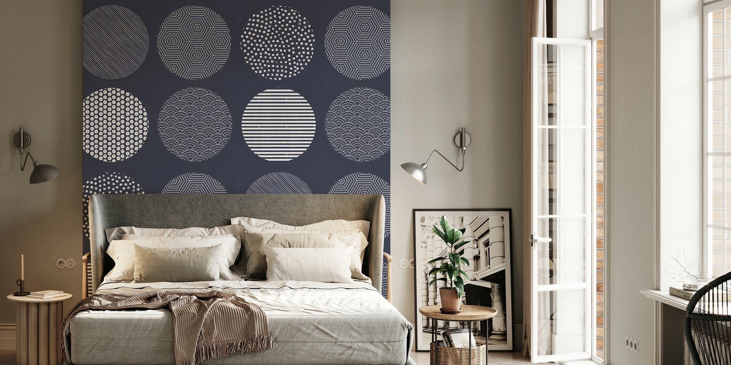 Carta da parati Modern Geometric Circles in una stanza