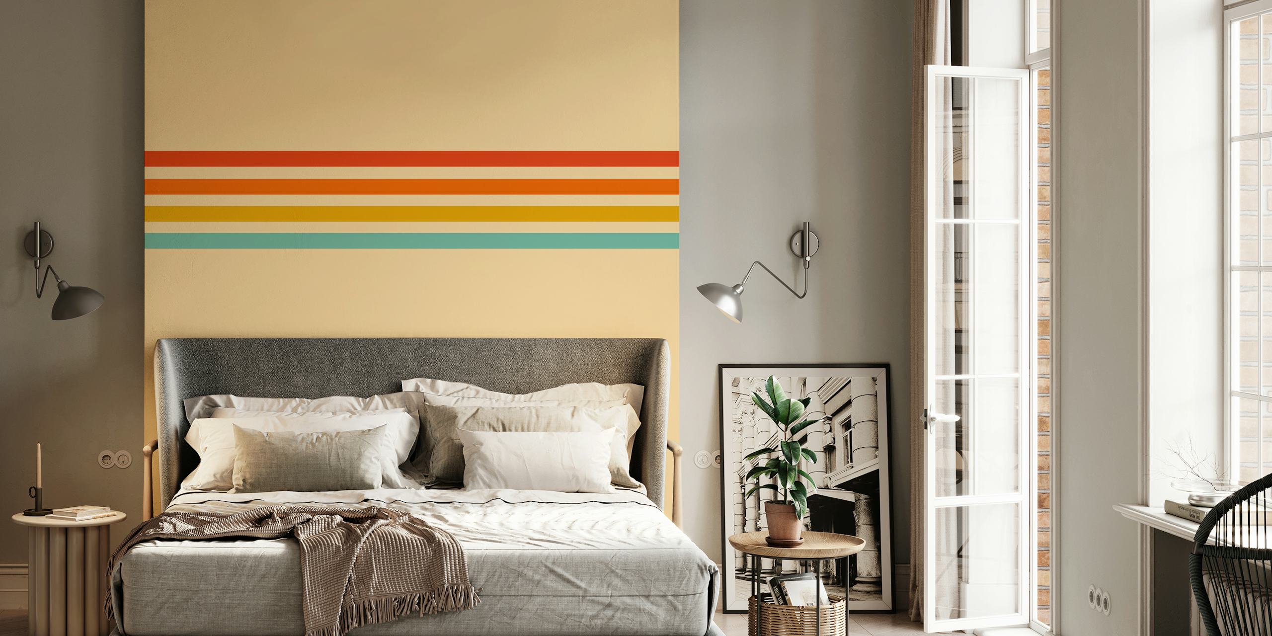 Ταπετσαρία Retro Sunset Stripes σε ένα δωμάτιο