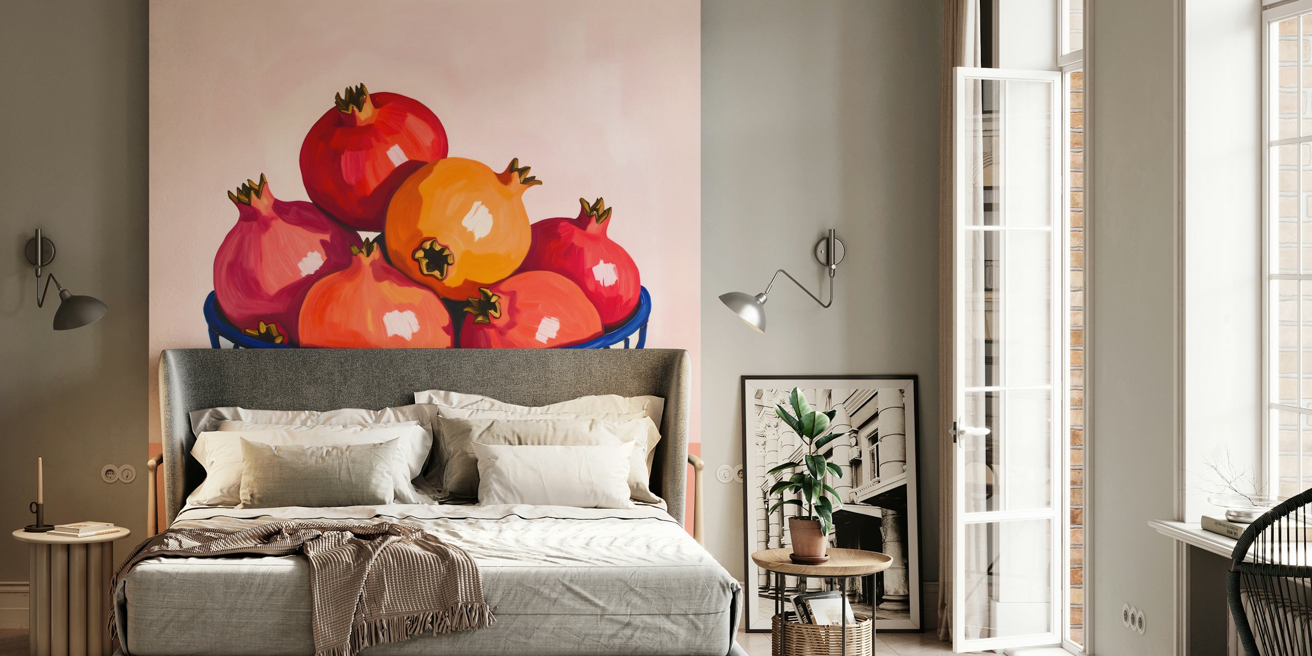 Χρωματιστό ταπετσαρία Ceramic Fruit Bowl σε ένα δωμάτιο