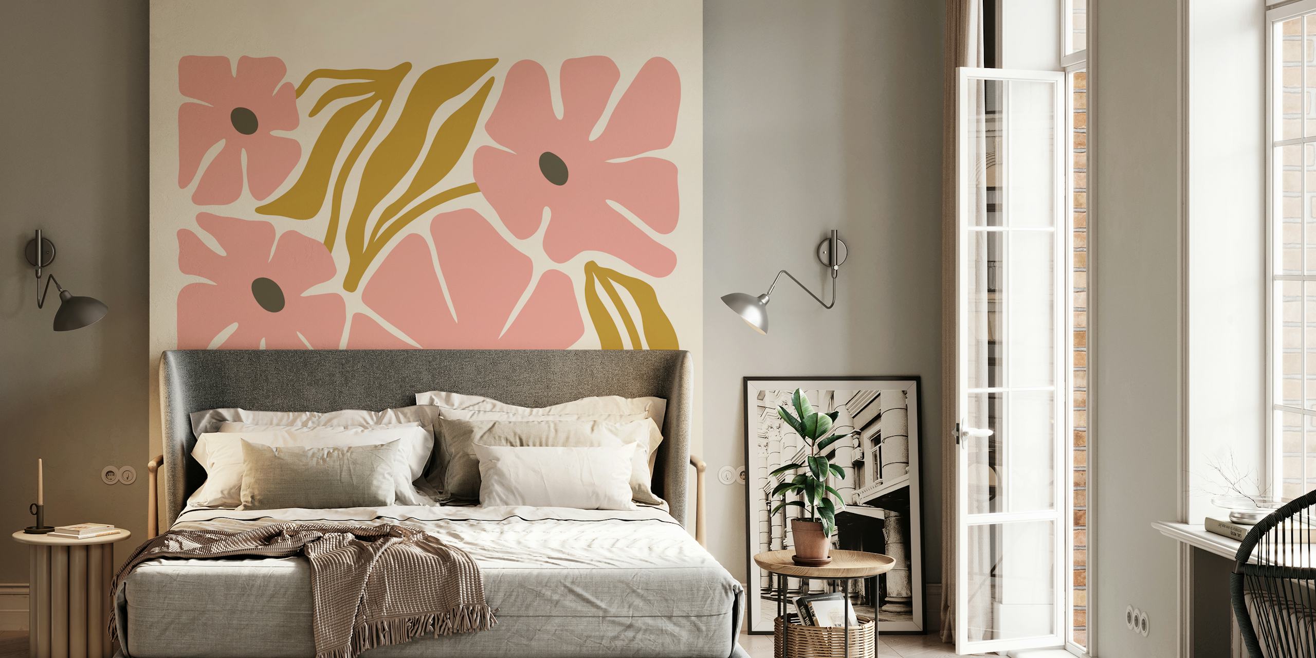 papel de parede Pink Petal Paradise em um quarto