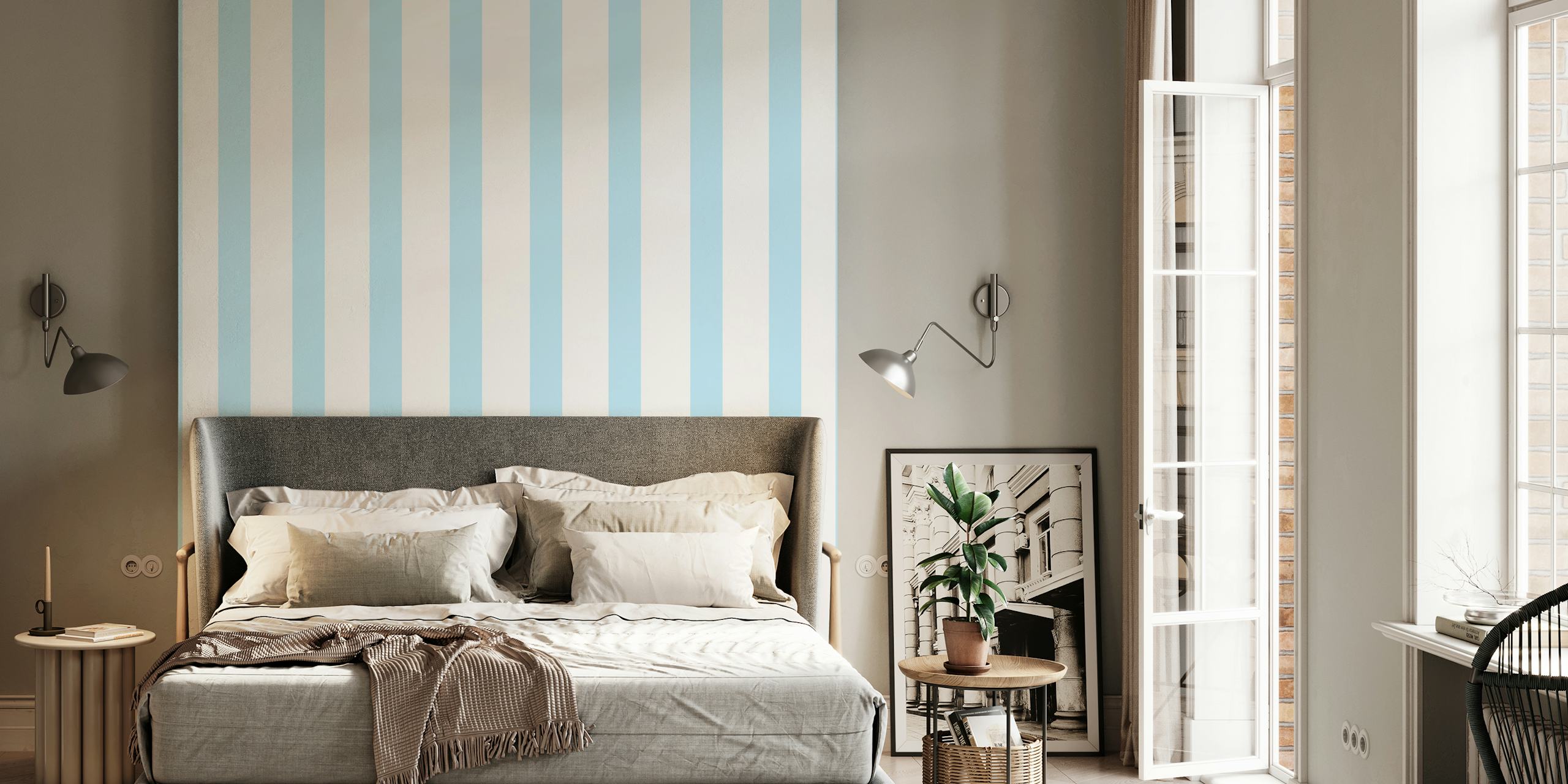 Blue stripes on white background wallpaper