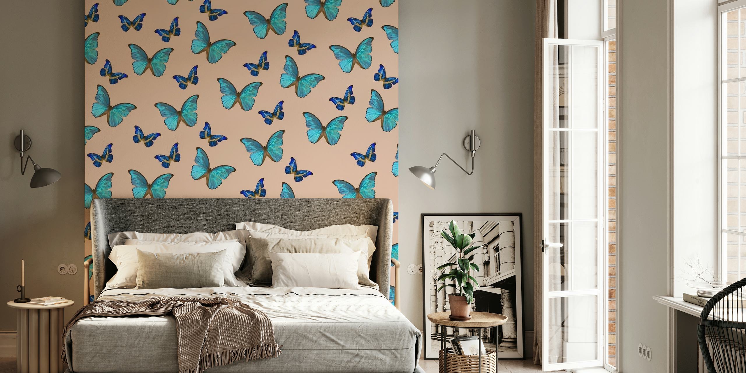 Blue Terracotta Butterfly 1 papel de parede