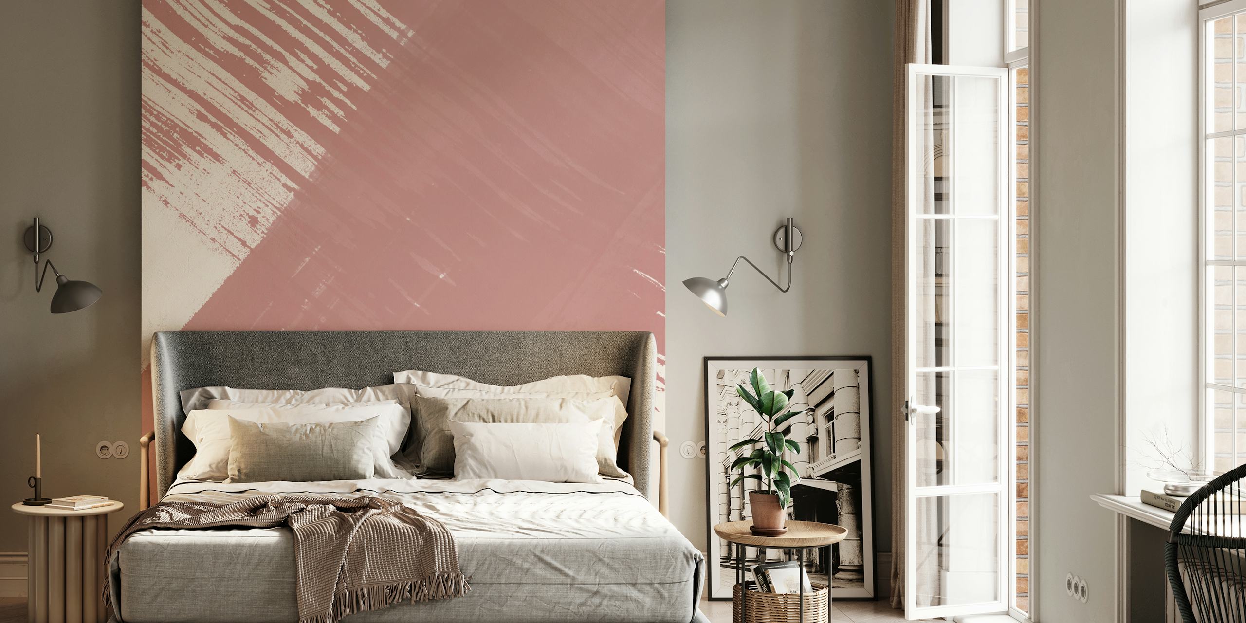 Muted Rose Brush Strokes tapet i et rom