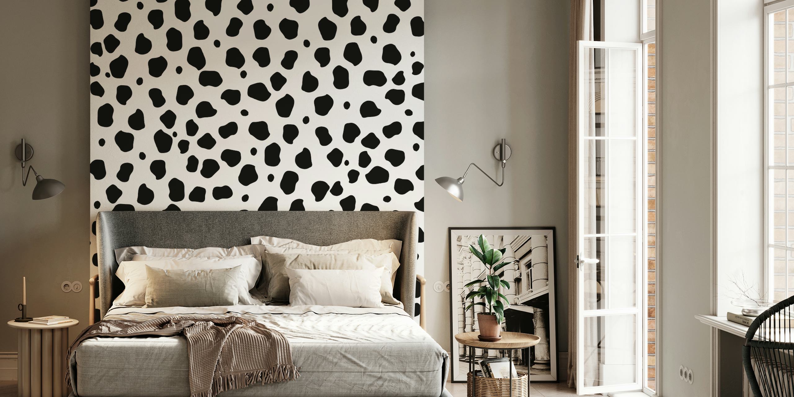 Zwart-wit cheetah print behang in de kamer