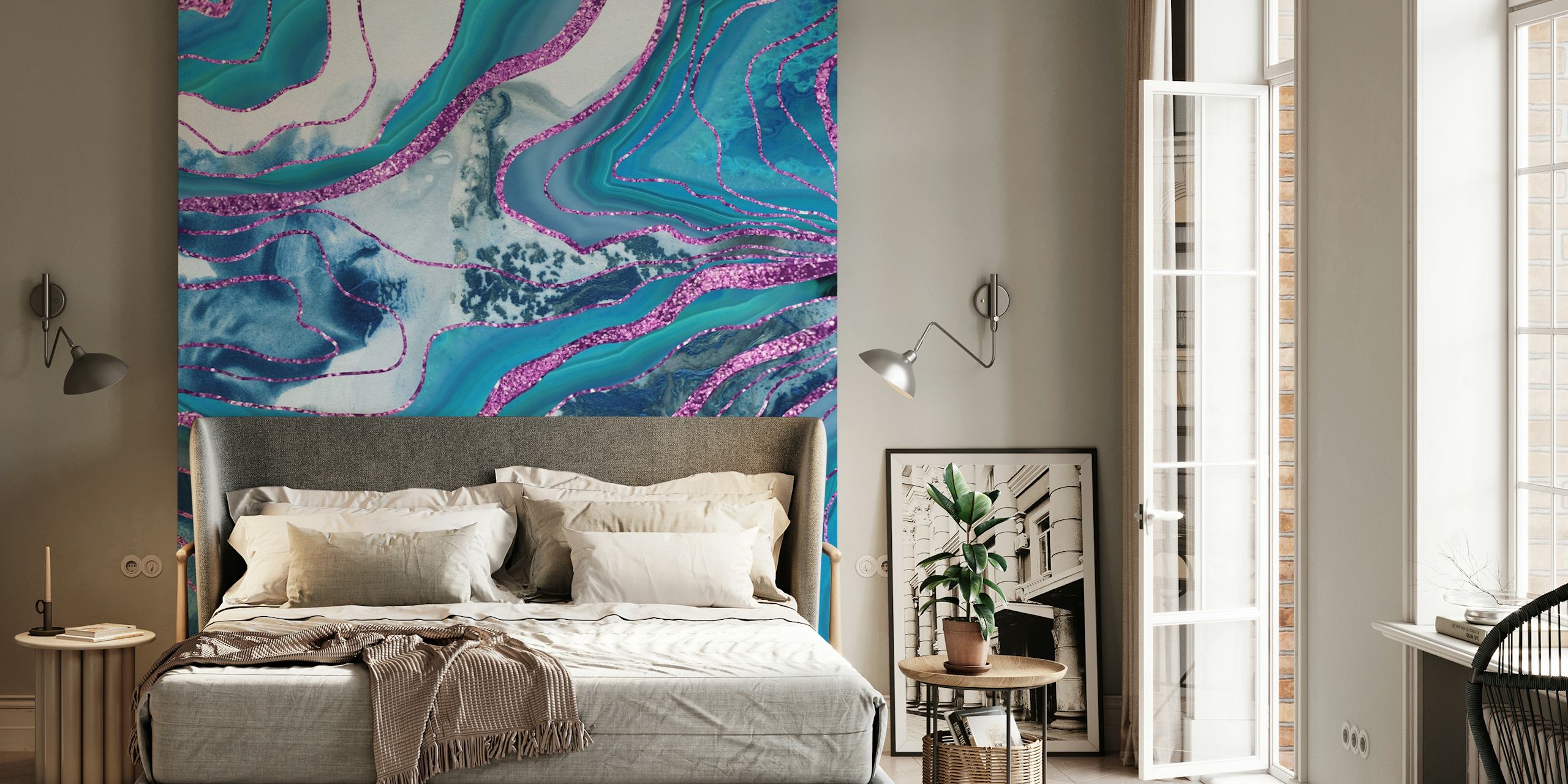 Liquid Marble Agate Glitter 8 wallpaper in room