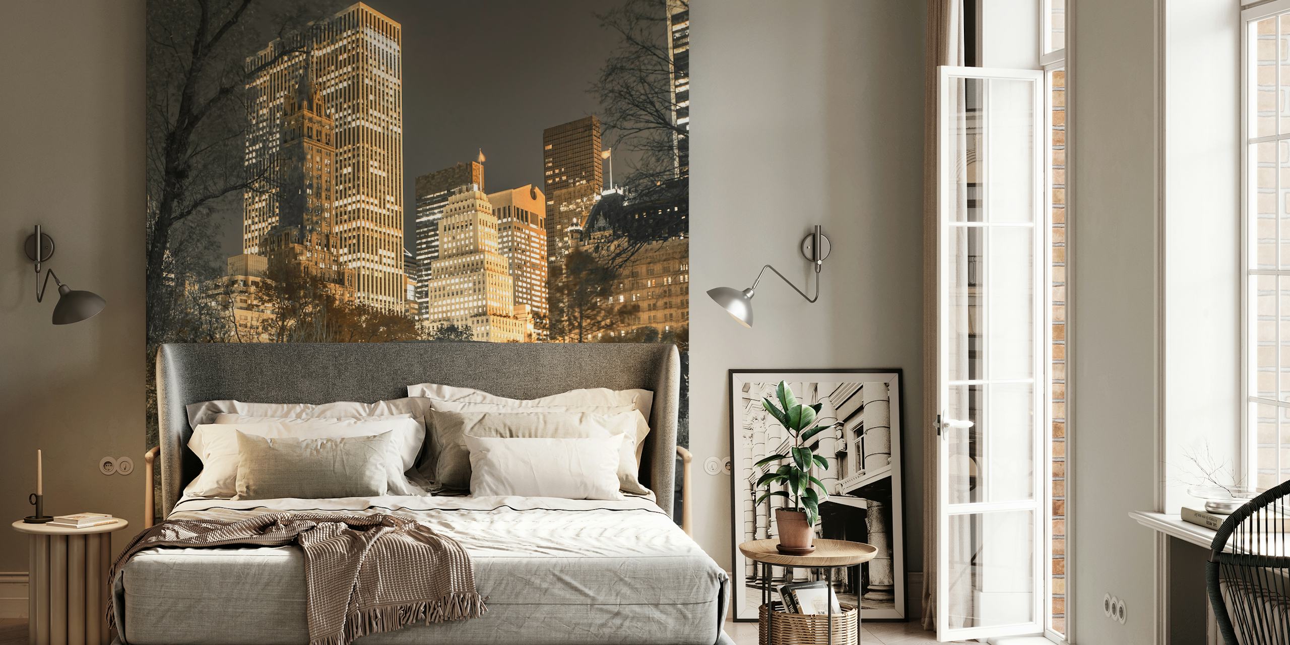 Evening in Central Park wallpaper design in a room