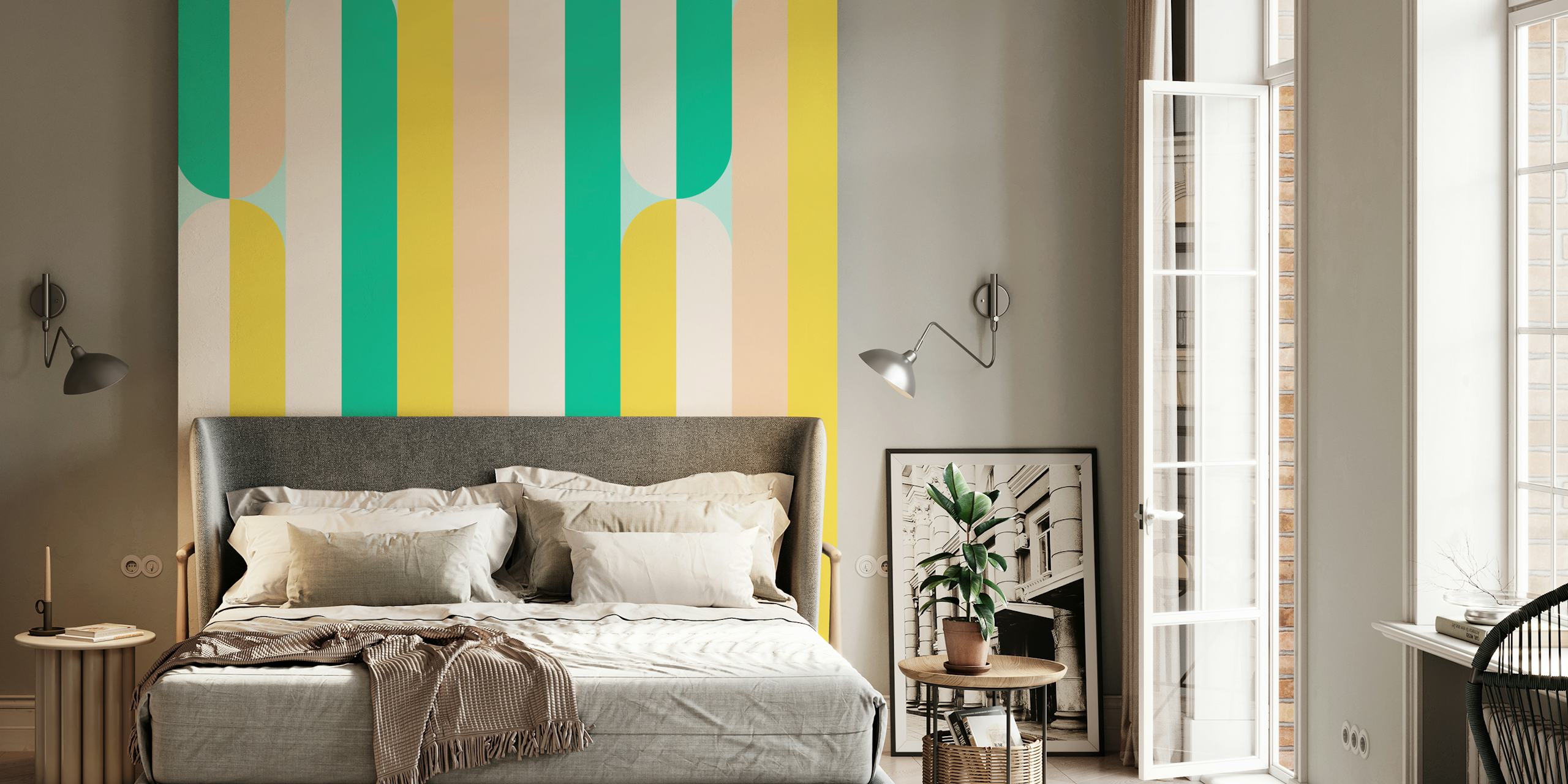Striped Retro Revival wallpaper in a room