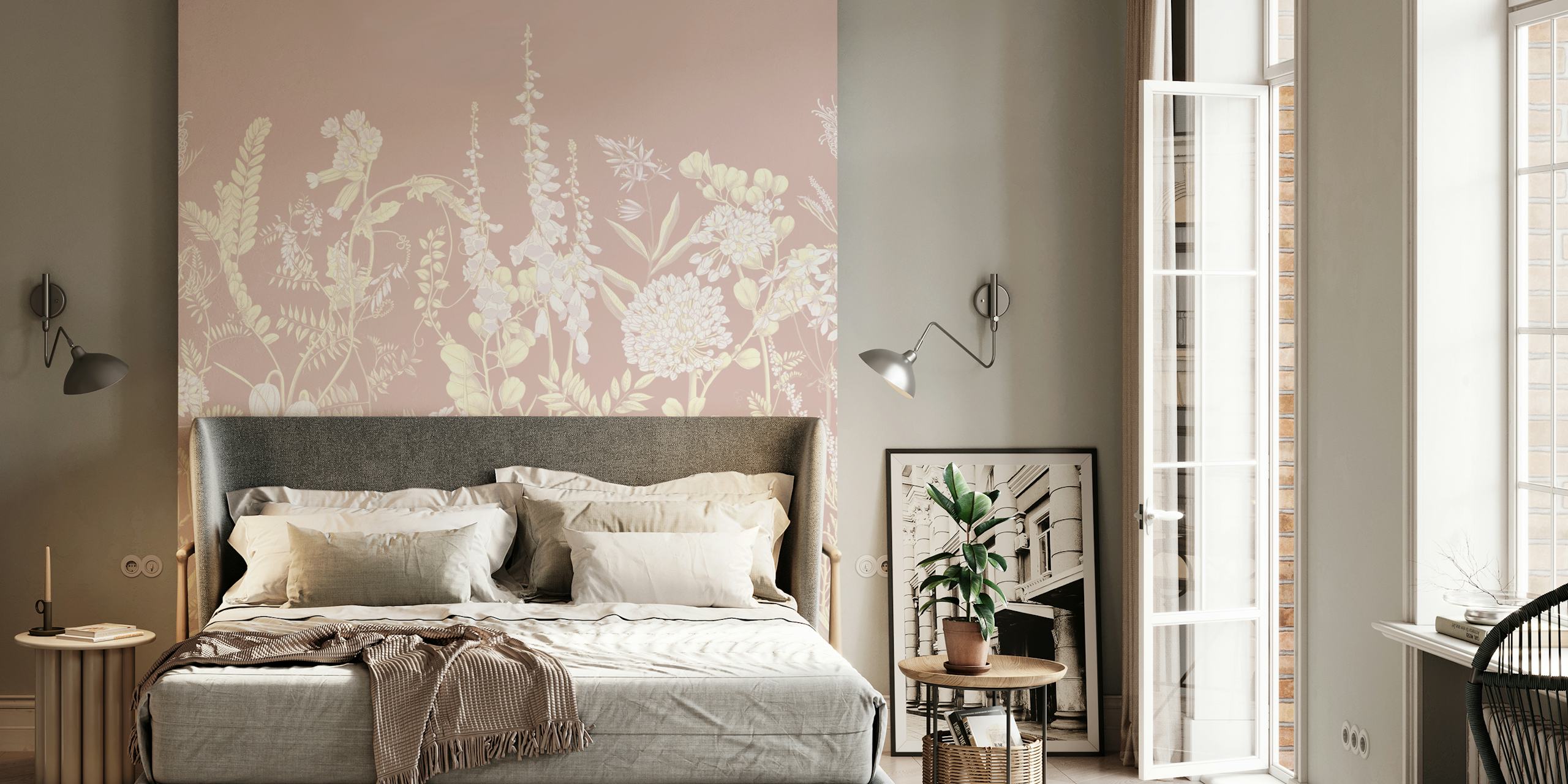 Papel de parede floral Botany16 em um quarto