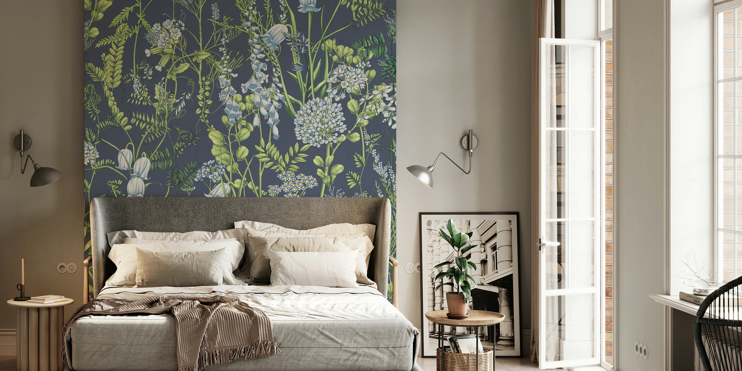 Botany pattern 9 wallpaper in a room setting