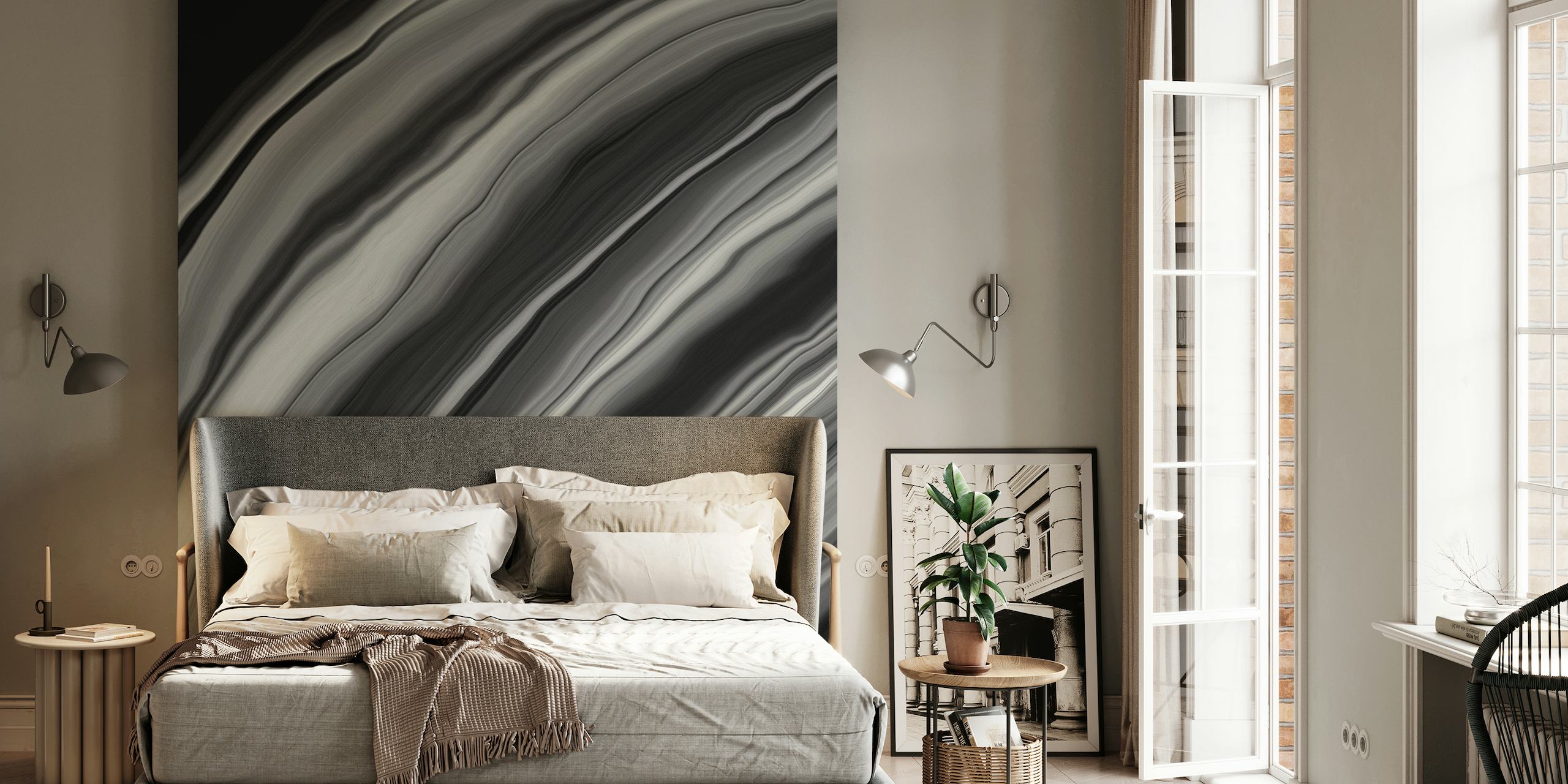 Liquid Black Gray Agate 2 wallpaper