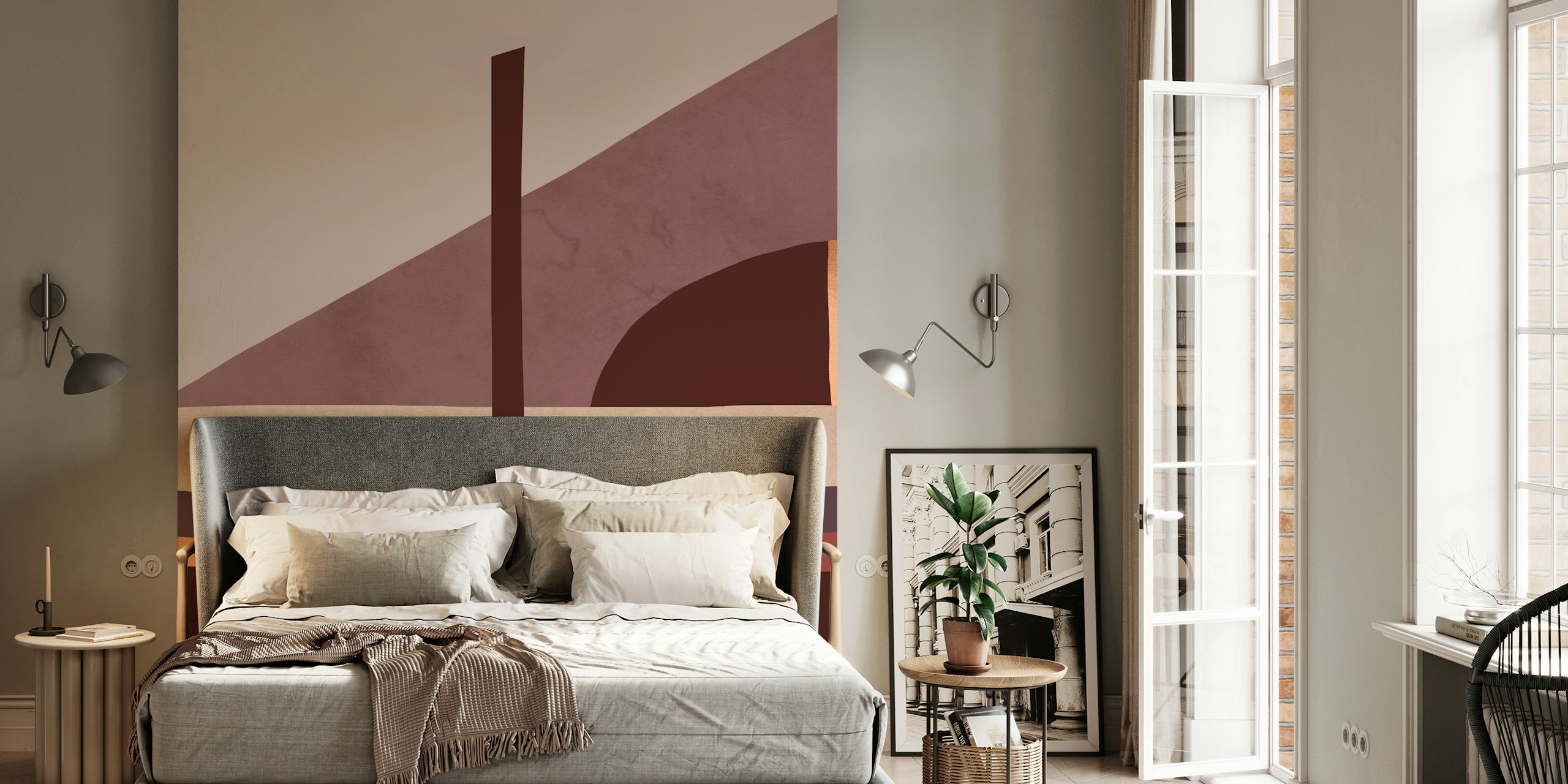 Geometric shapes in brown, beige, and muted colors wallpaper
