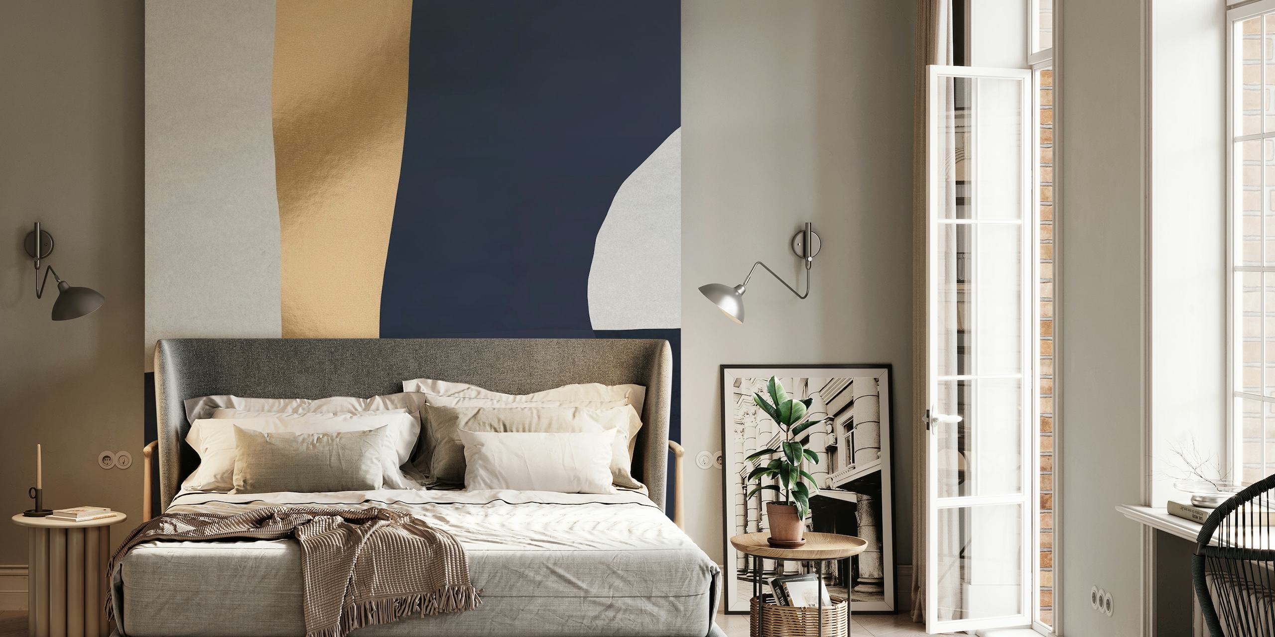 Geometric Golden and Blue wallpaper