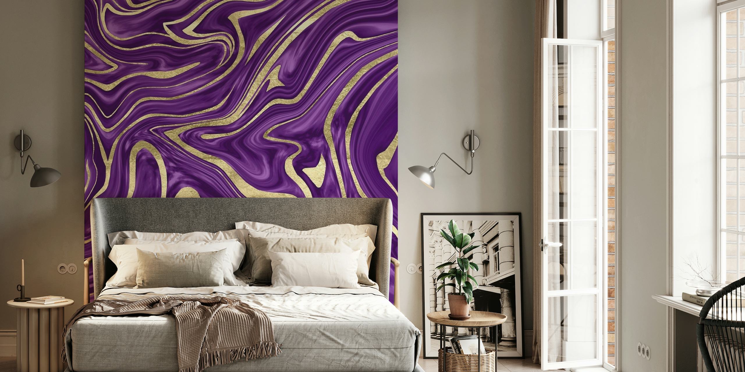 Purple Black Gold Marble 1 wallpaper
