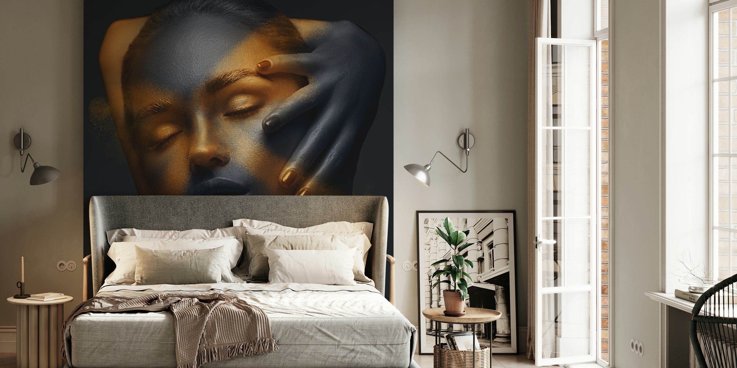 Gold Girl 2 wallpaper in a modern room