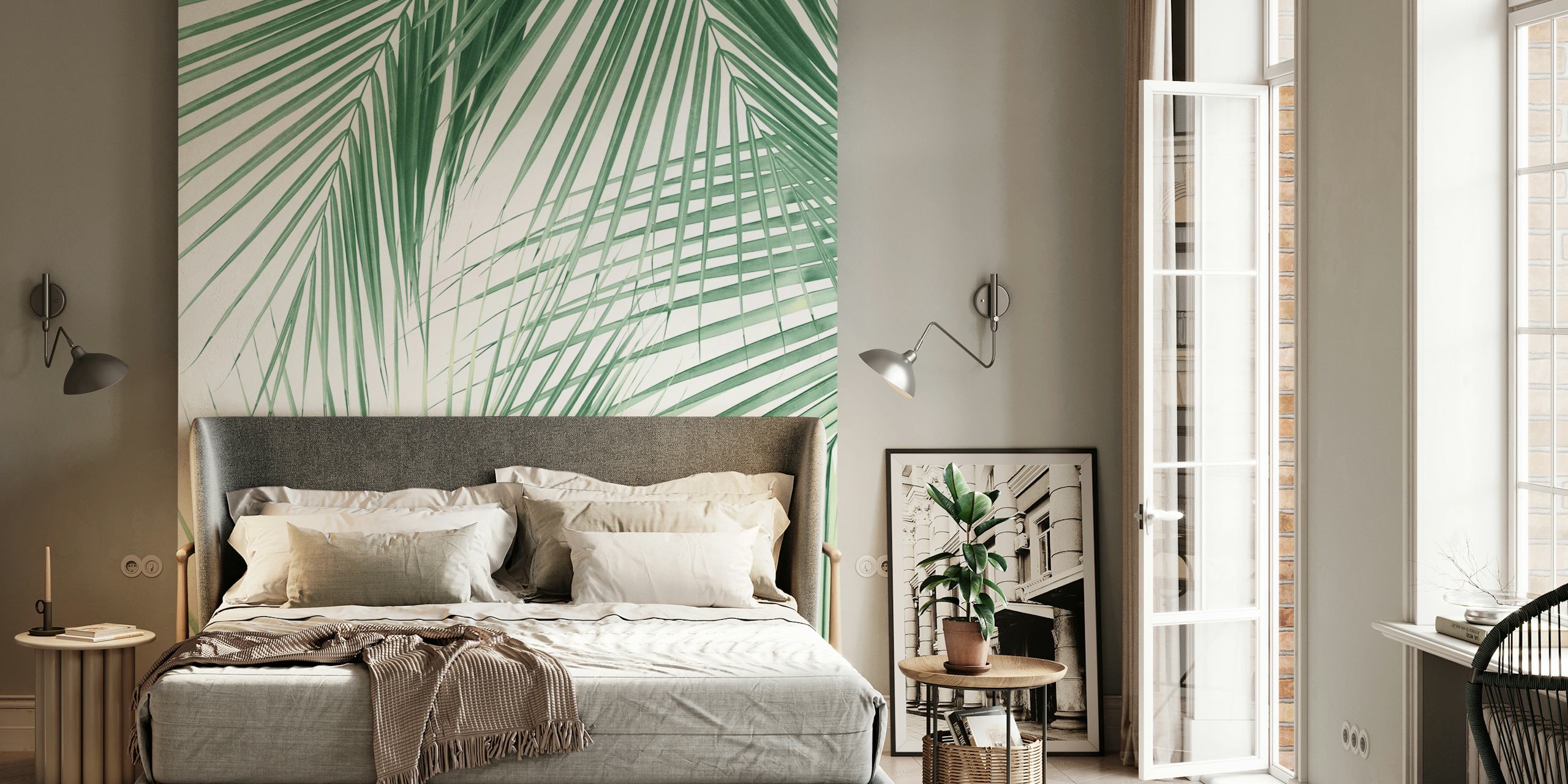 Palm Leaves Jungle Dream 1 Tapete in einem Raum