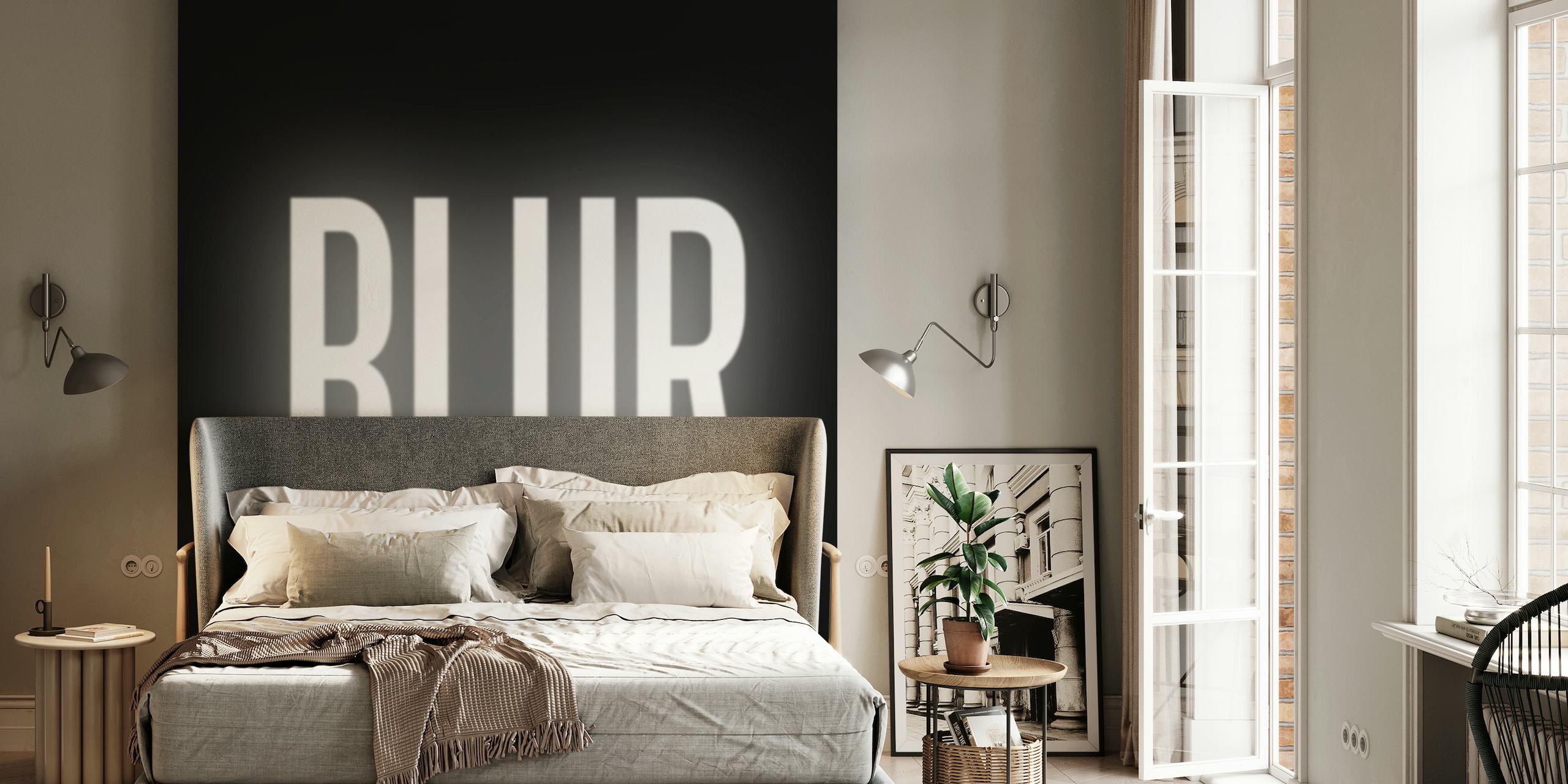 Modern Word Art Black White wall mural with minimalist typography