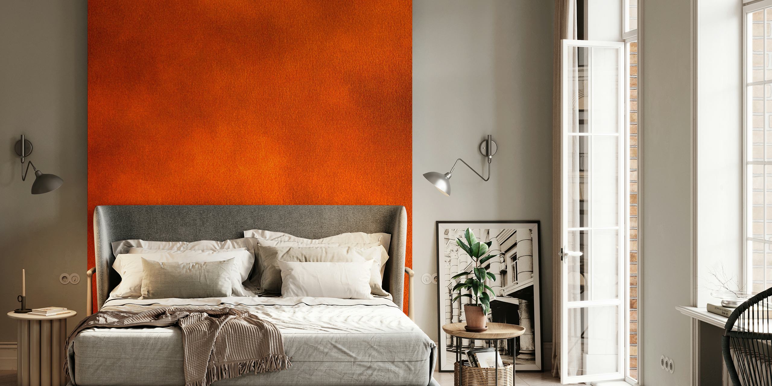 Sunny warm watercolor wallpaper in a room