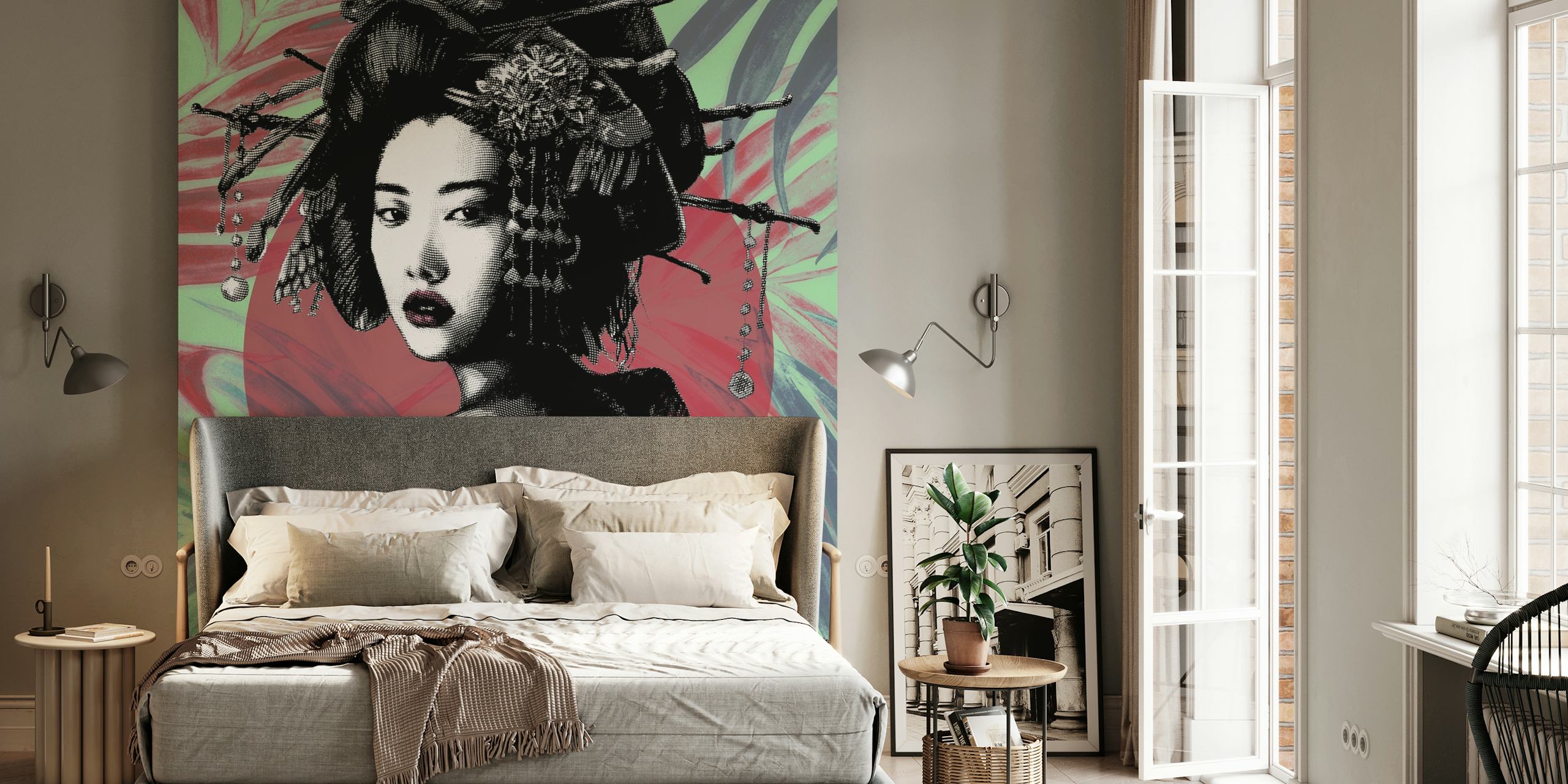 Geisha em um design de jardim