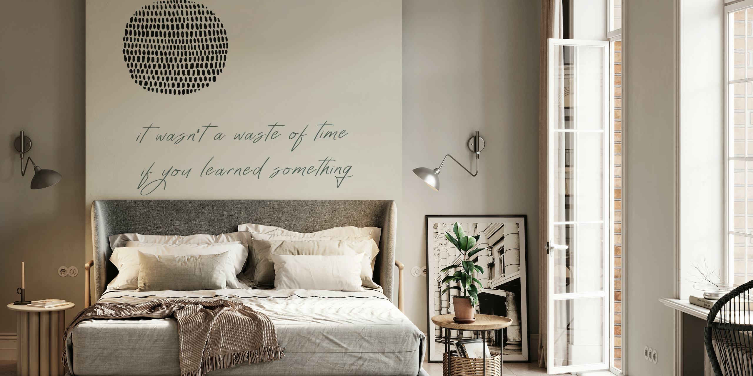 Monochrome Zen stones stack wall mural with inspirational quote