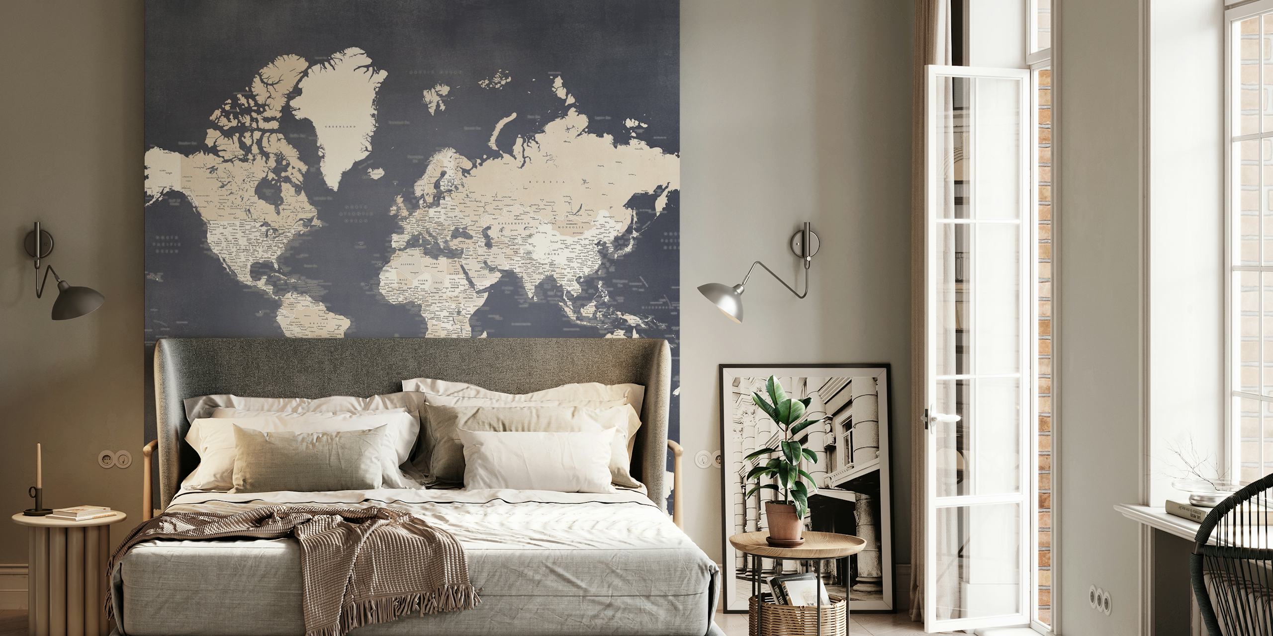 World Map Glyn Antarctica wallpaper in a room