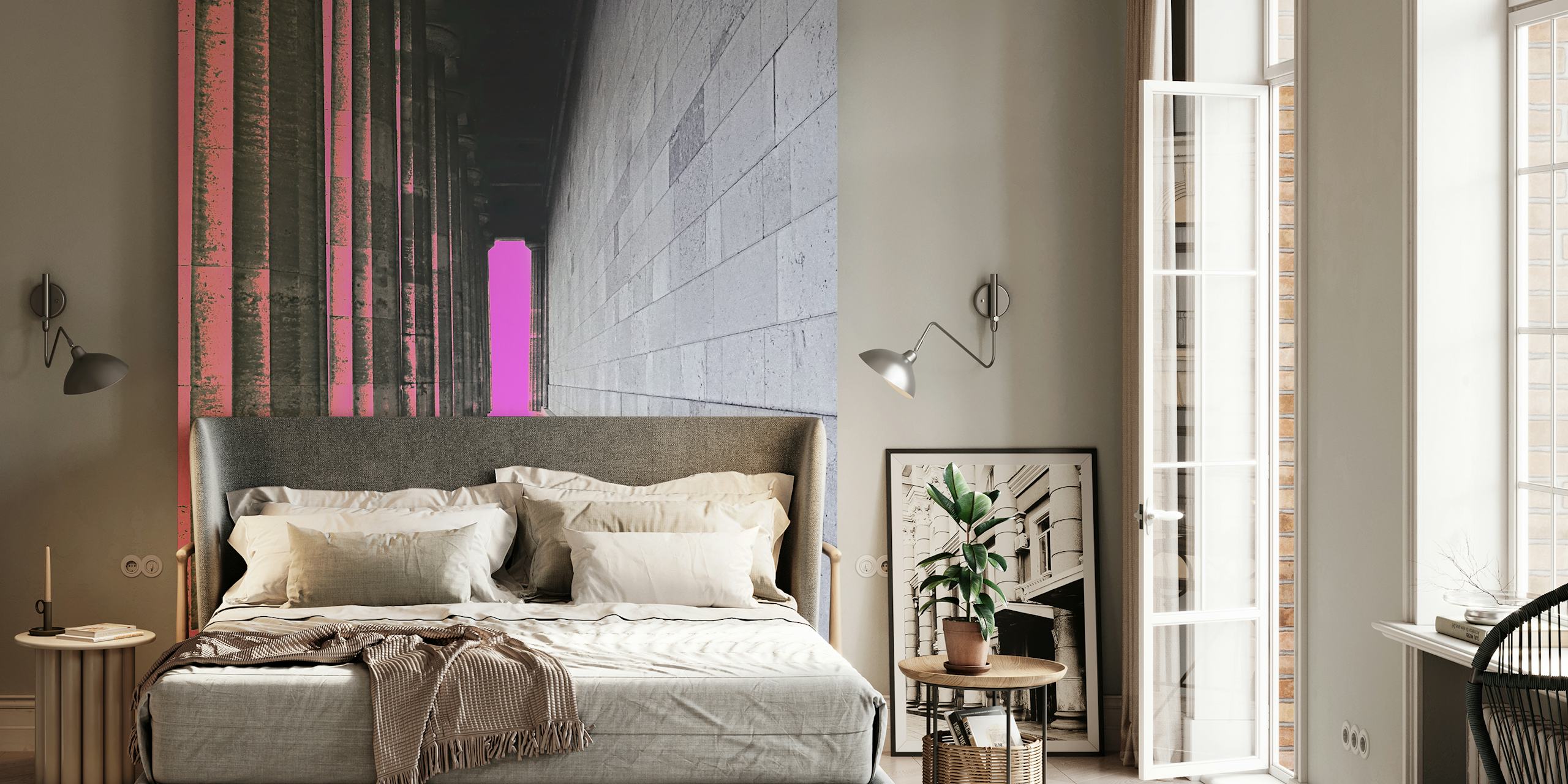 Bright Neon Pop Art Classic papel pintado en una habitación