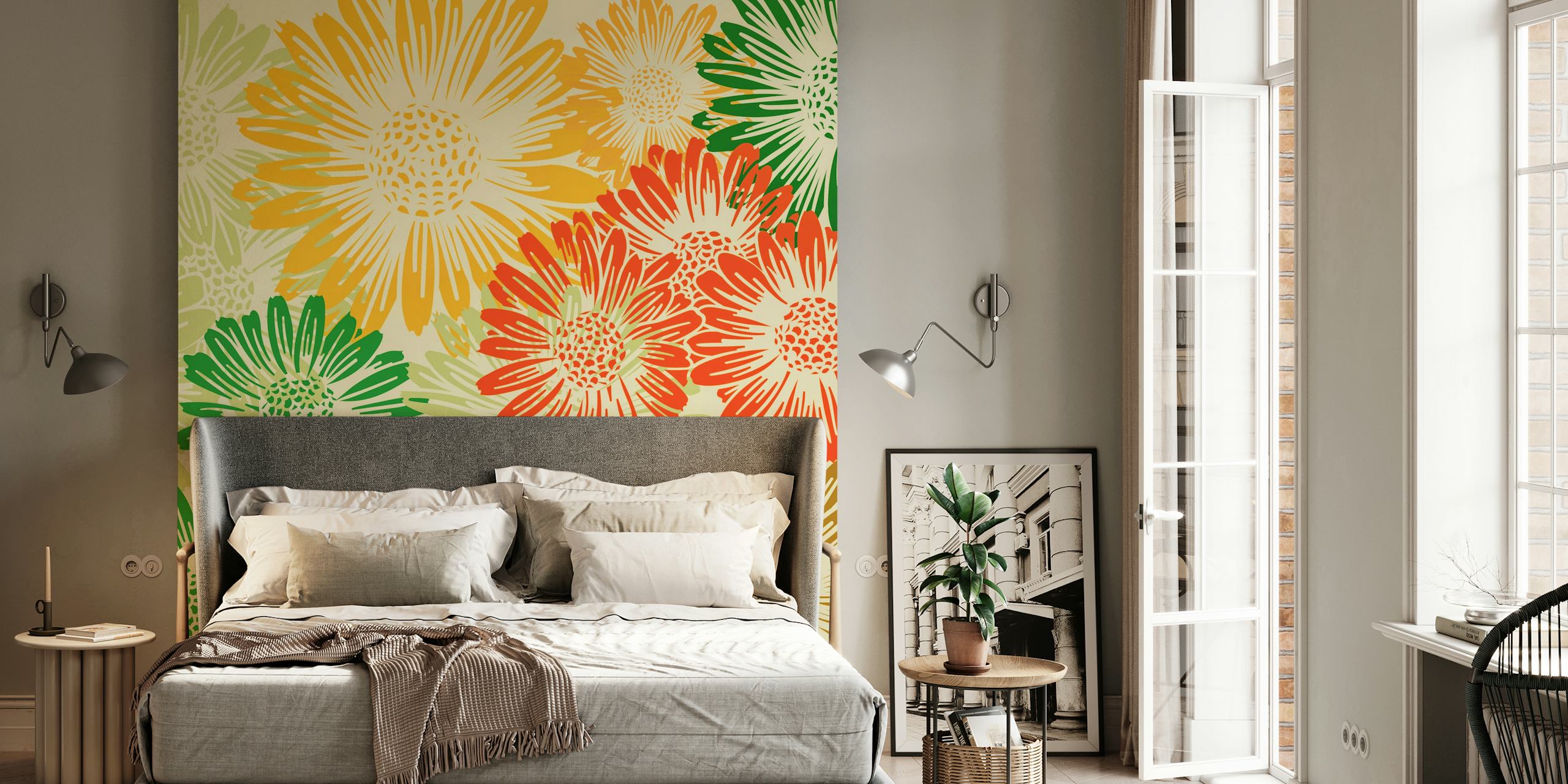 Tapeta Vintage Summer Flowers w pokoju