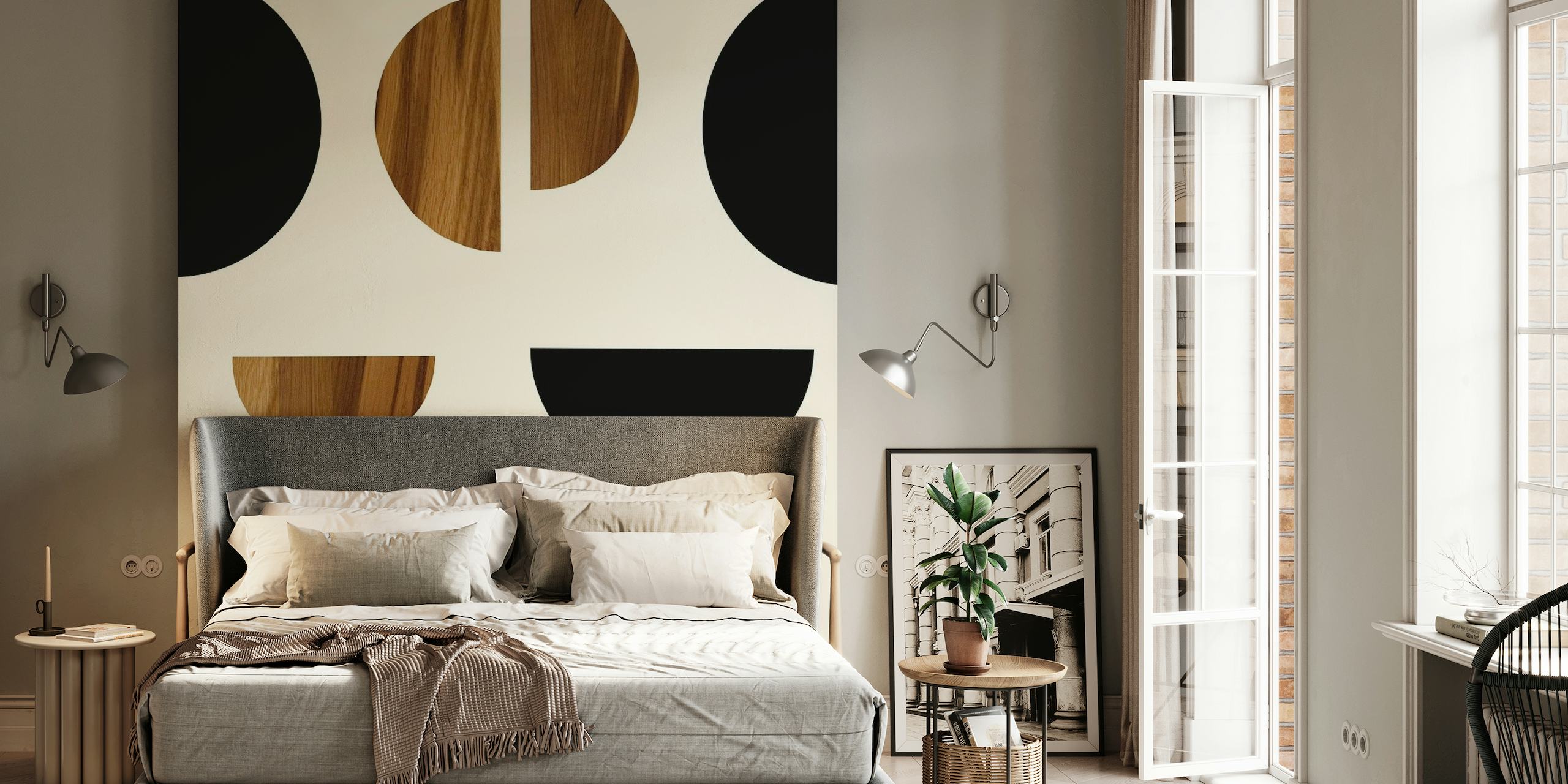 Yin Yang Wood Geometric Glam 1 wallpaper