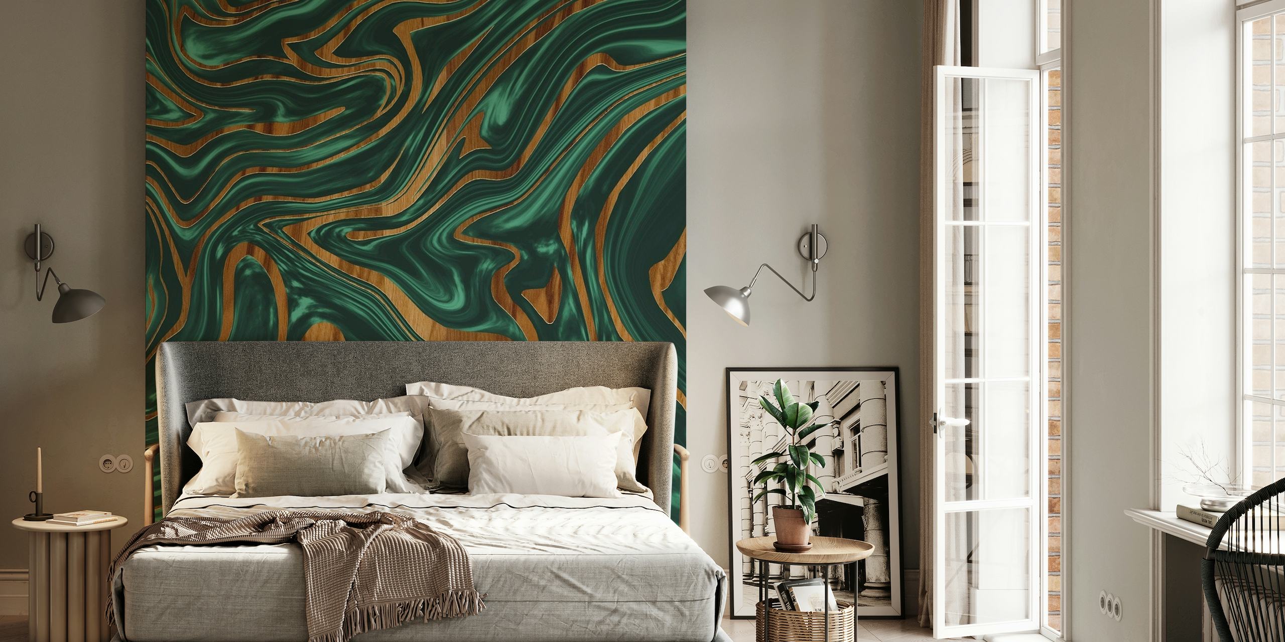 Emerald Green Wood Marble 1 tapet