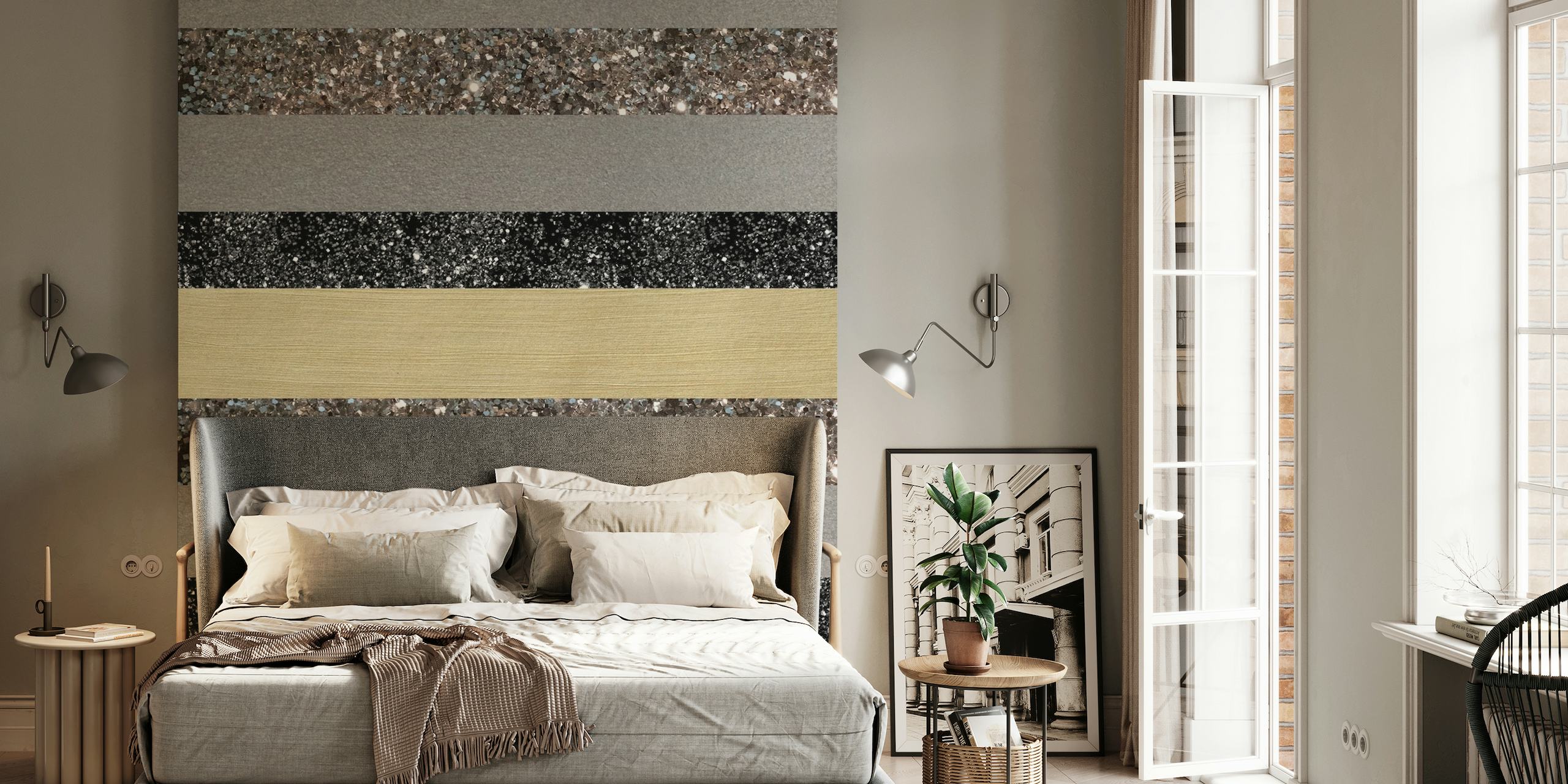 Gold Silver Glitter Stripes 1 wallpaper