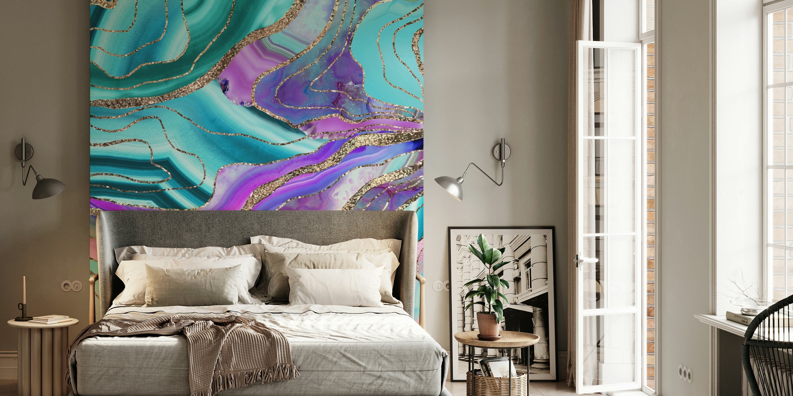 Unicorn Mermaid Agate Glam 1 tapeta w pokoju