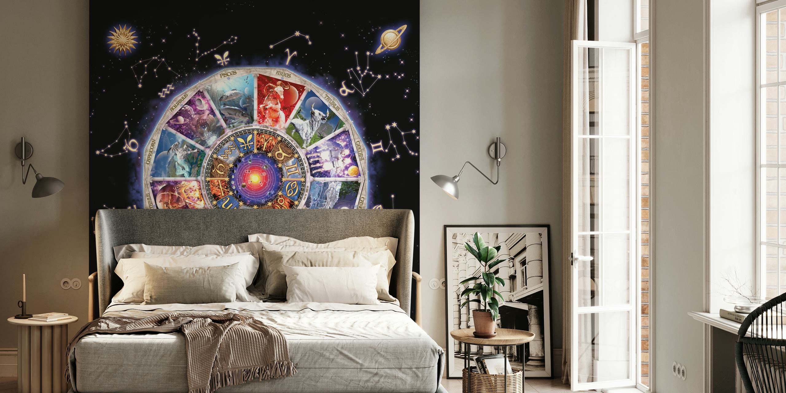Zodiac wallpaper design in a room