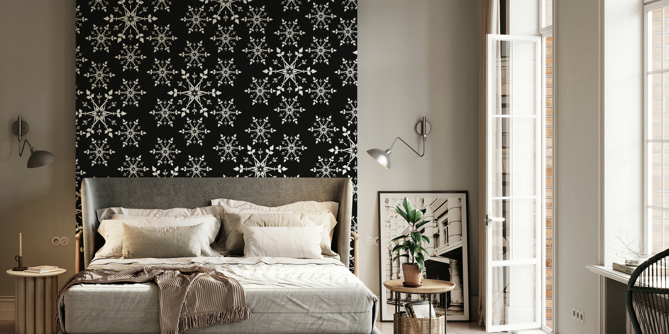 Papel de parede Snowflake stars em um quarto