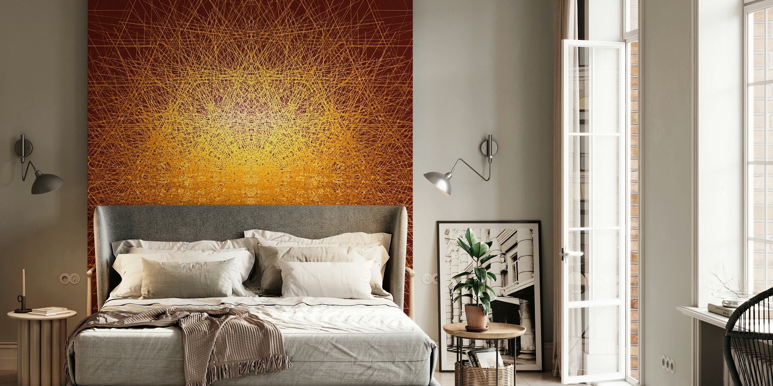 Golden abstract geometric pattern wallpaper