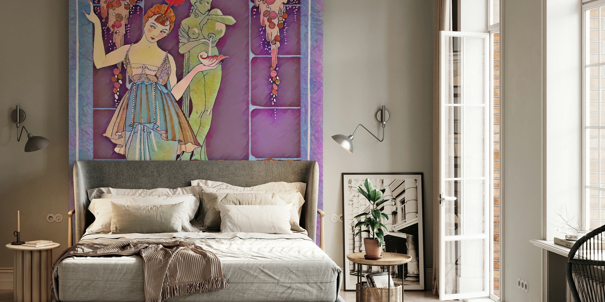 Fototapeta inspirovaná vinobraním s mořskou pannou v zahradě pod vodou v pastelových barvách