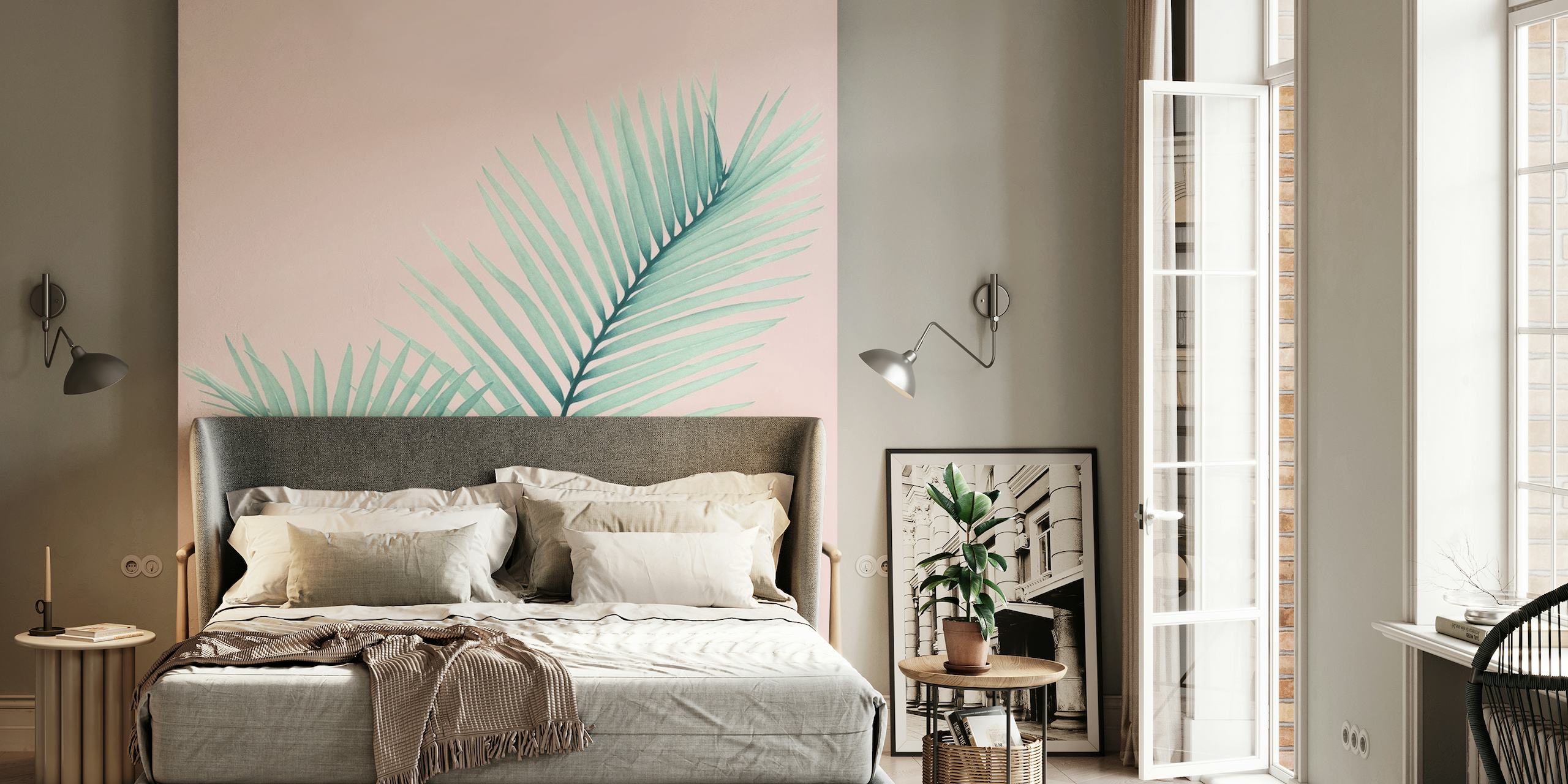 Intertwined Palm Leaves Love 2 papel pintado
