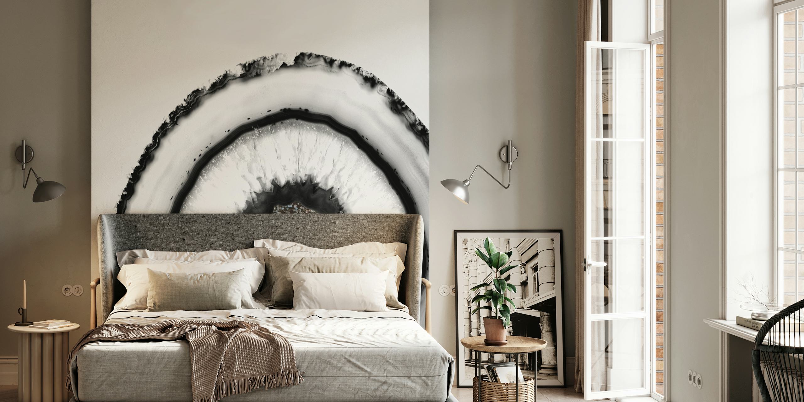 papel tapiz White Agate with Silver en una habitación