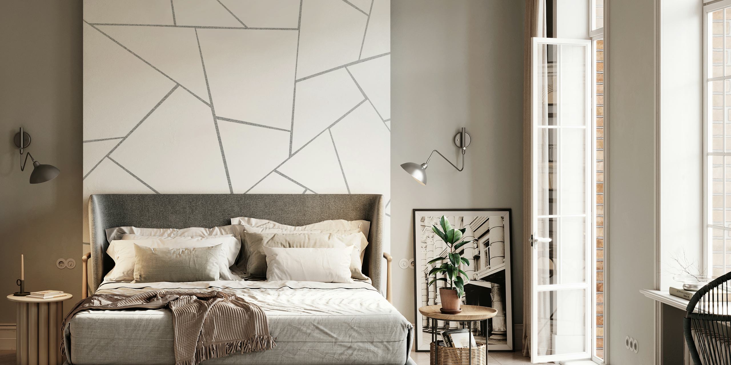 Geometric pattern in silver and gray tones wallpaper