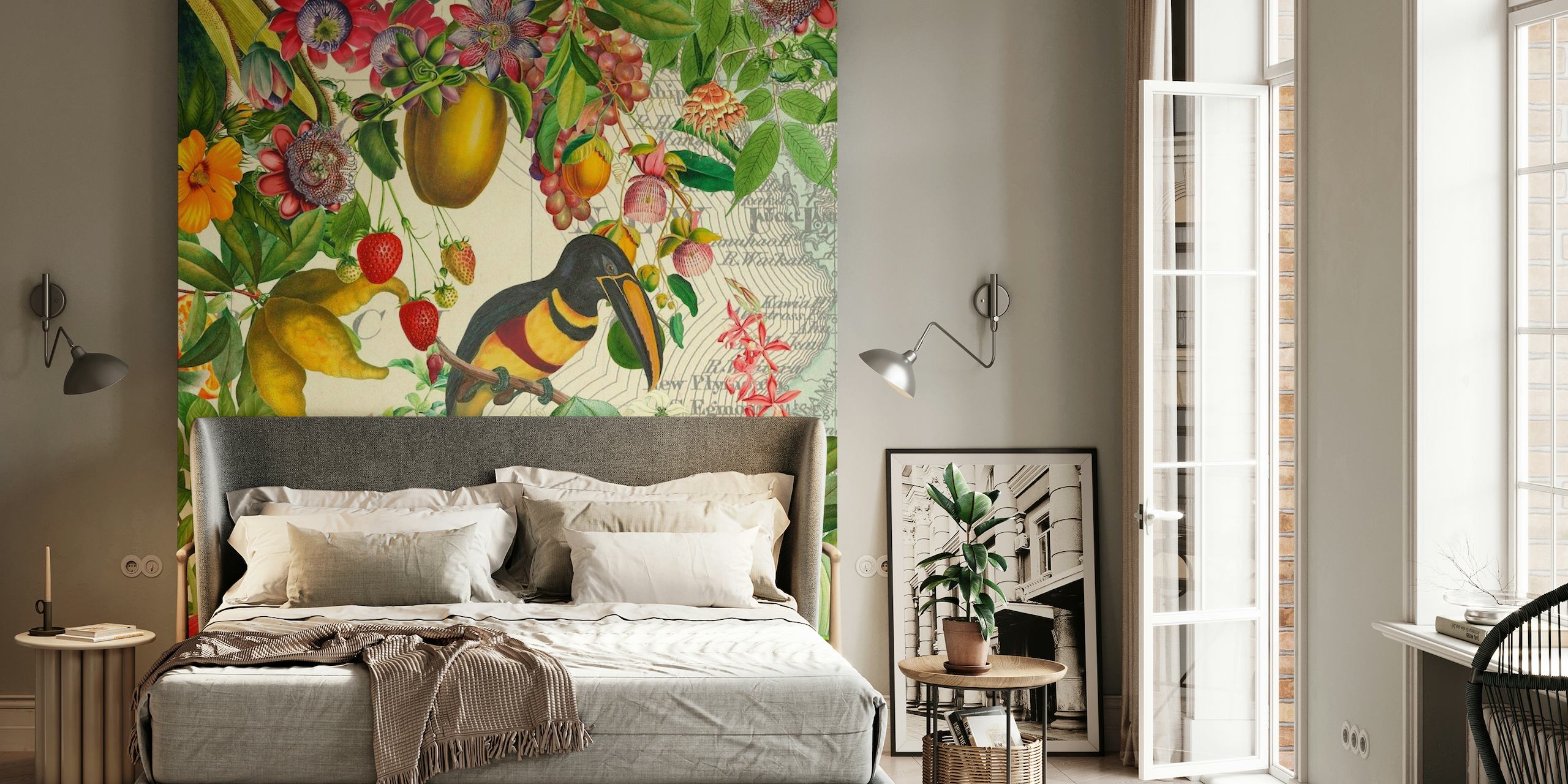 Exotic Toucan Opulent Flower Jungle papel de parede