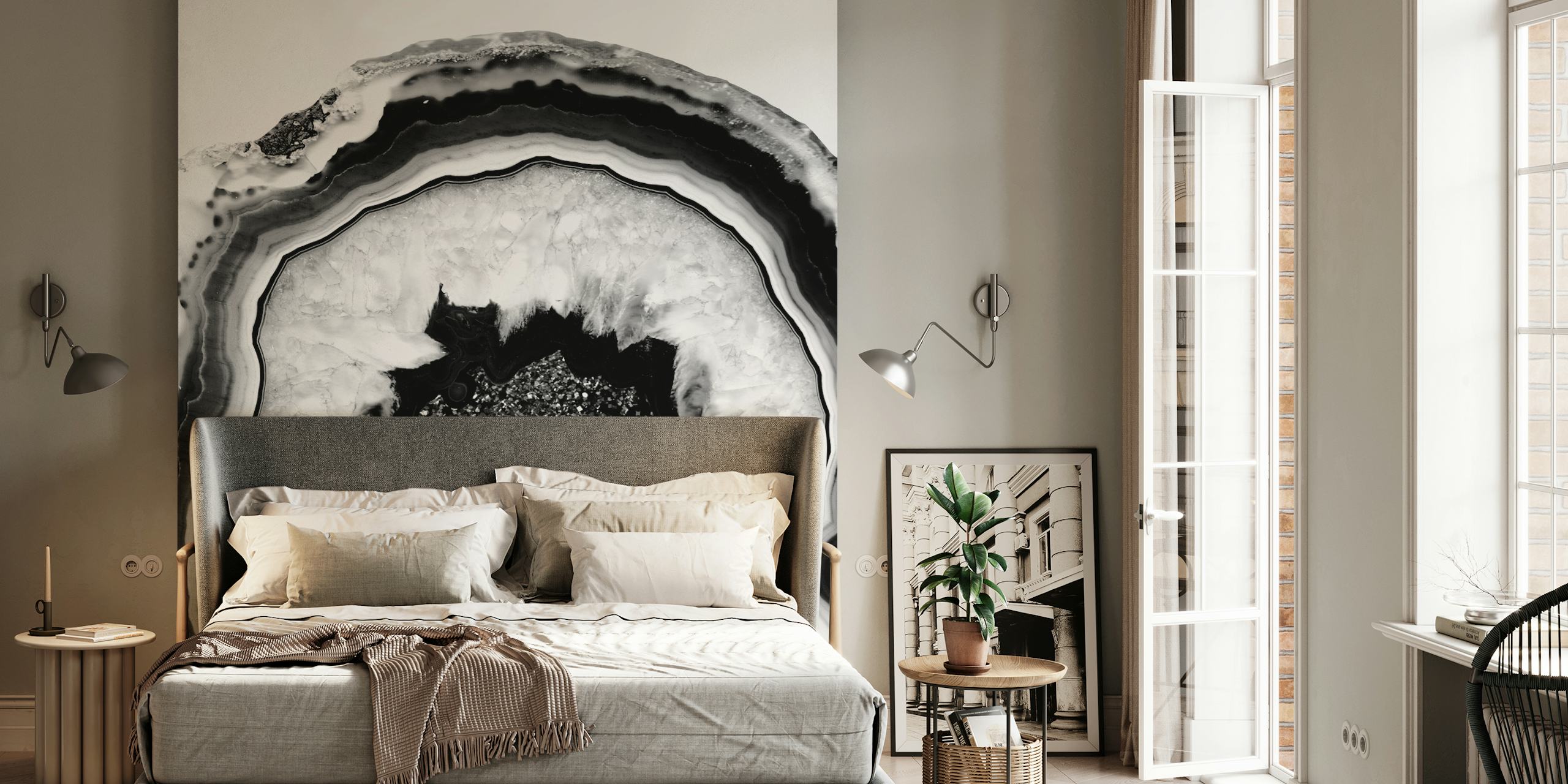 Papel pintado Gray Black White Agate Black 2 en una habitación
