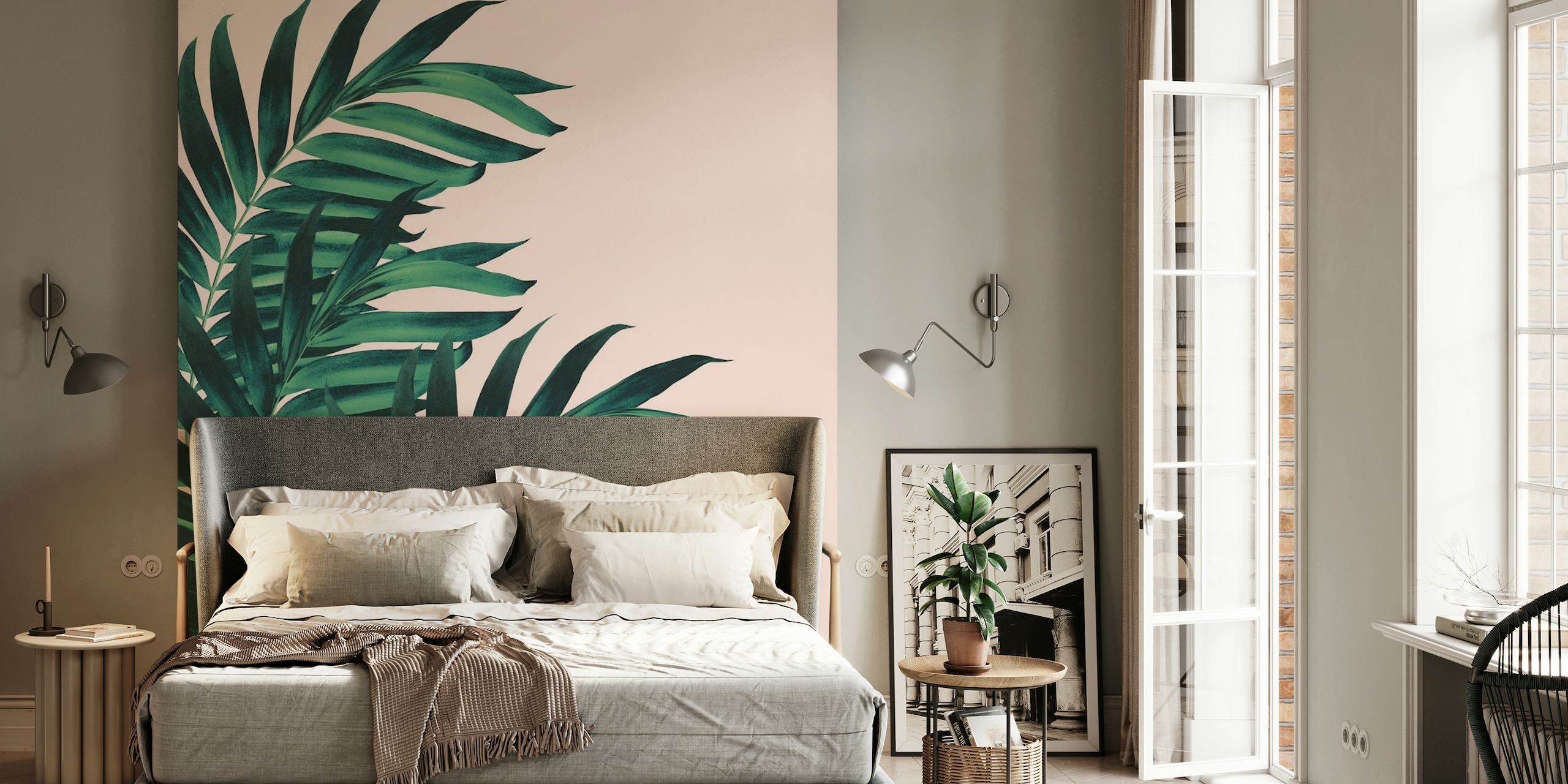 Palm Leaves Tropical Blush1 wallpaper