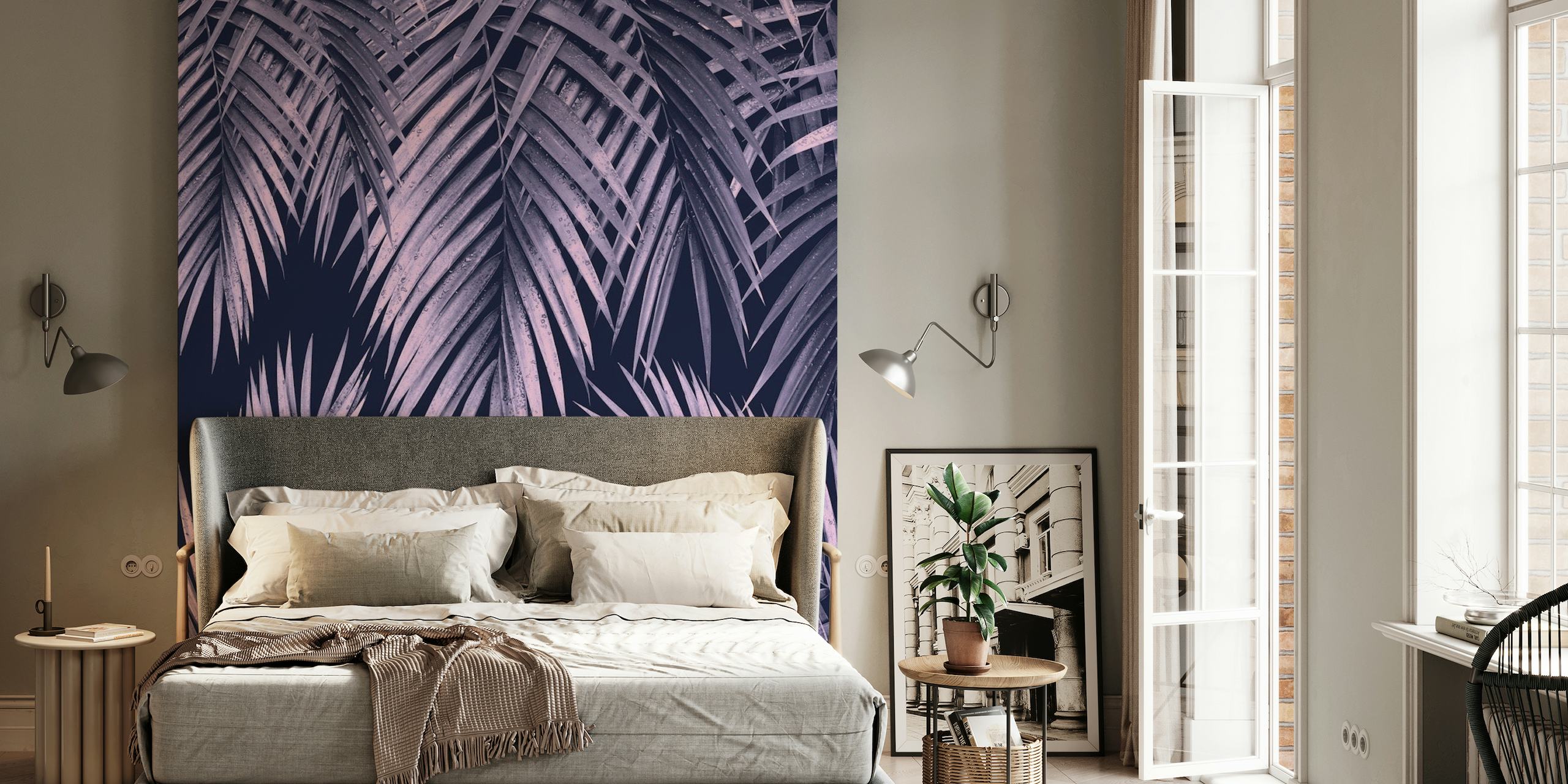 Palm Leaf Jungle Night 2 wallpaper