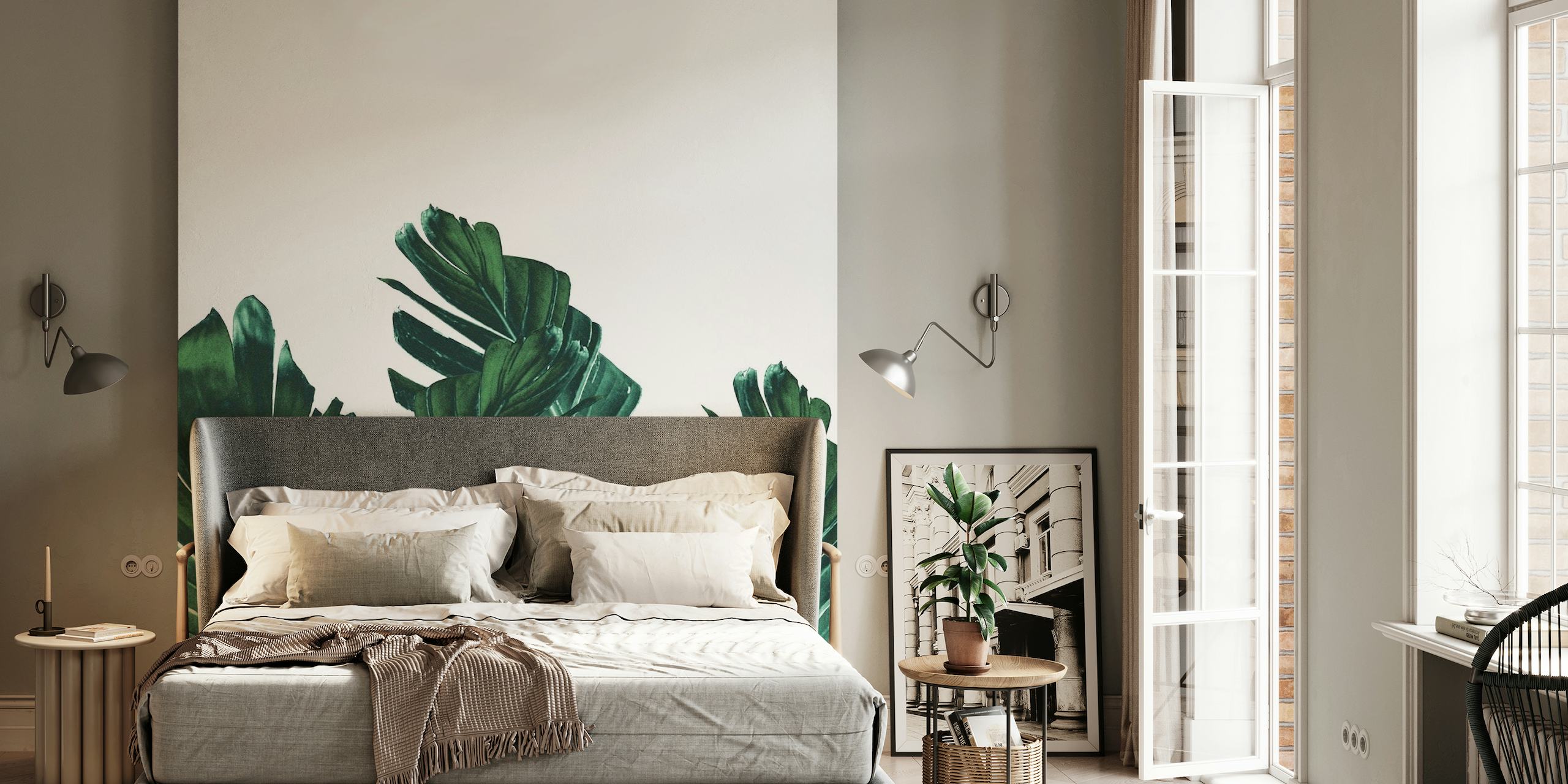 Üppig grünes Bananenblatt-Wandbild schafft eine tropische Atmosphäre