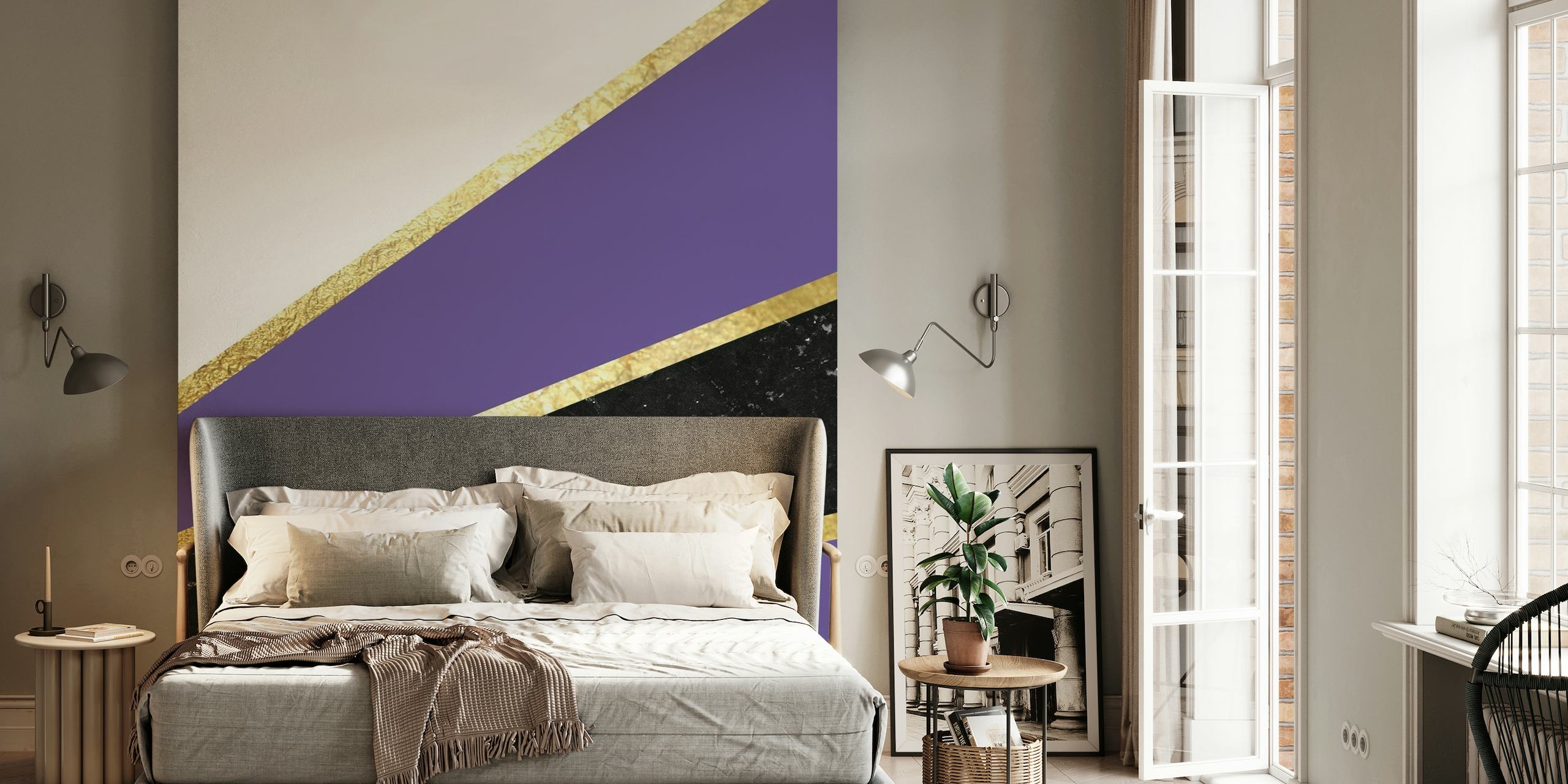Ultra Violet Marble Stripes wallpaper